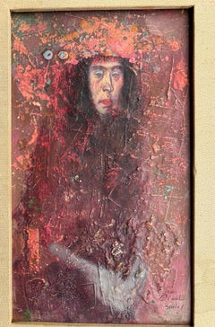 Jean - Charles Bouloc pittura ad olio su tela "ritratto" artista francese-tahitiano