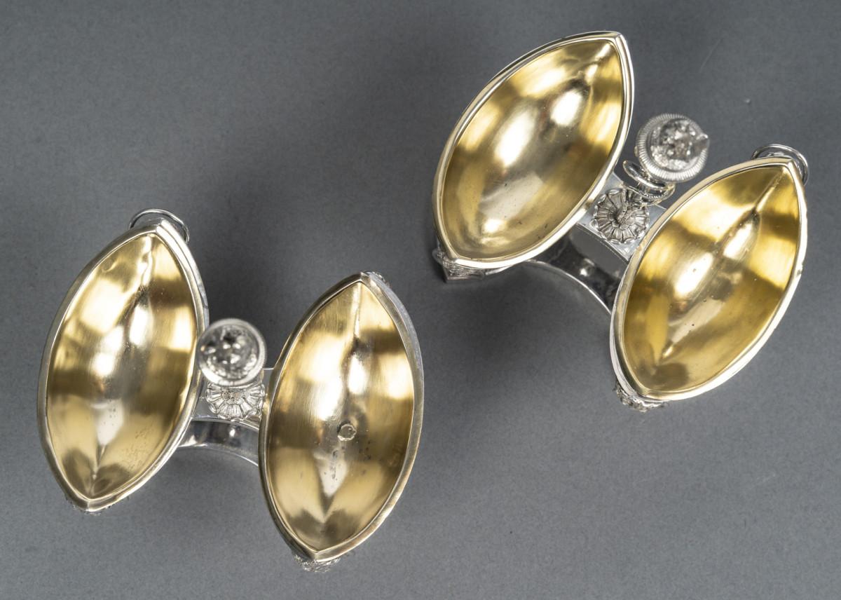 JEAN-CHARLES CAHIER Paire de double Salerons en argent Epoque 1er EMPIRE 10