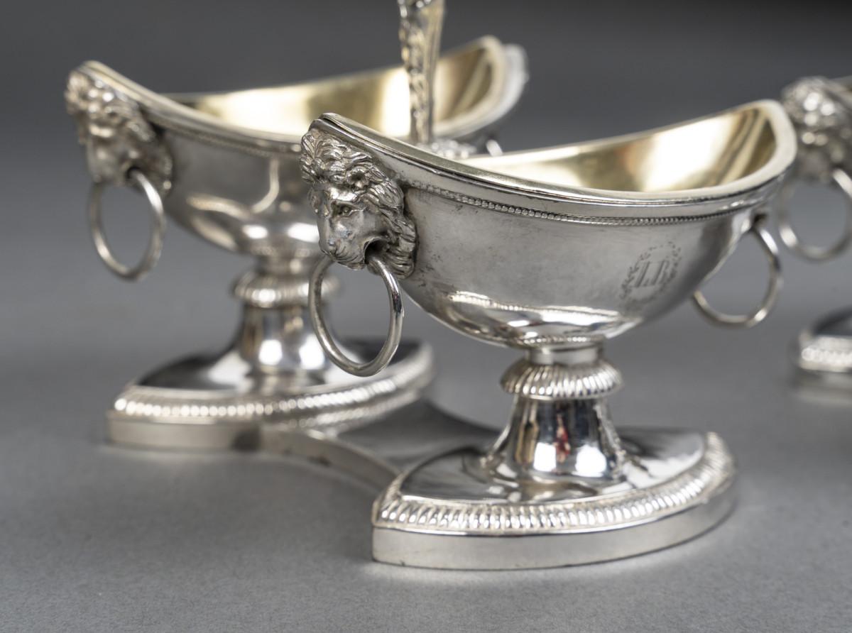 French JEAN-CHARLES CAHIER Paire de double Salerons en argent Epoque 1er EMPIRE