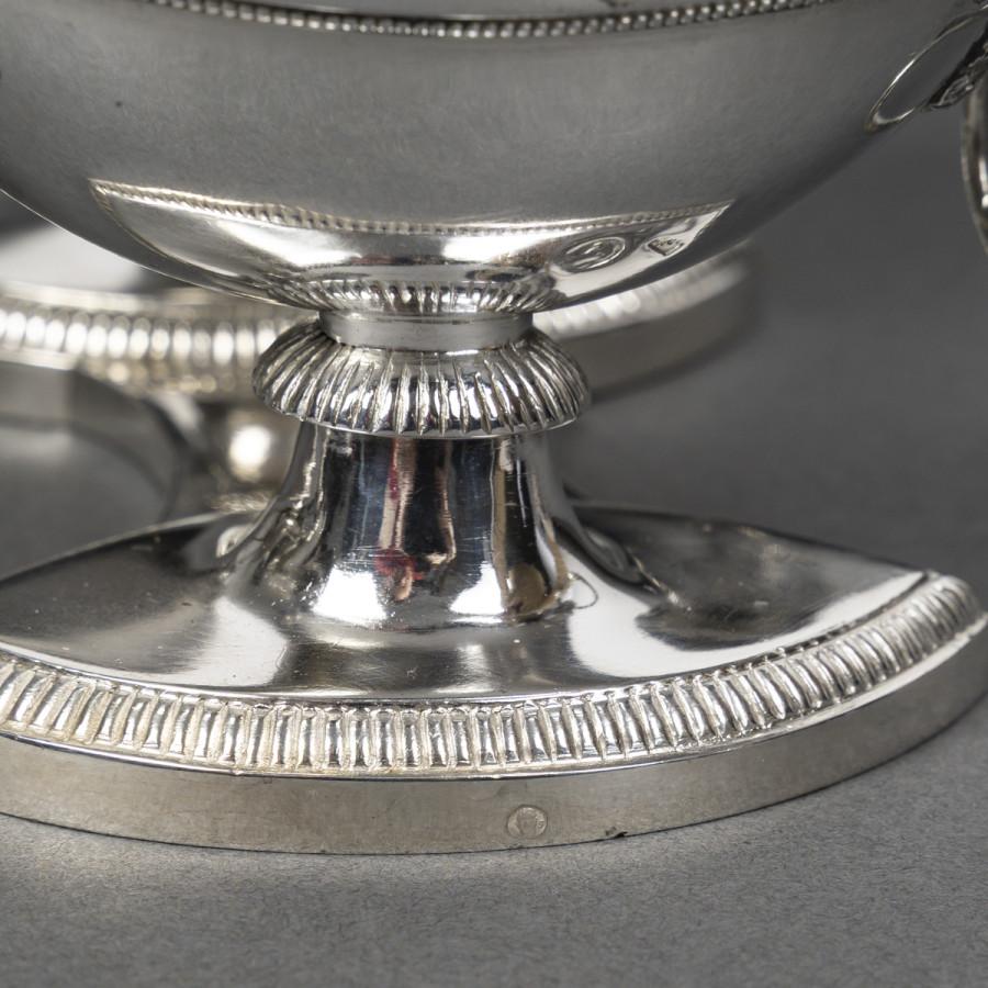 Late 18th Century JEAN-CHARLES CAHIER Paire de double Salerons en argent Epoque 1er EMPIRE