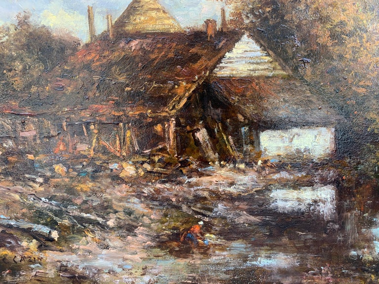 Jean Charles Cazin The Barn Oil On Bord Signed Jean Charles