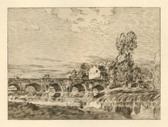 Antique "Le Pont de Pierre" original etching