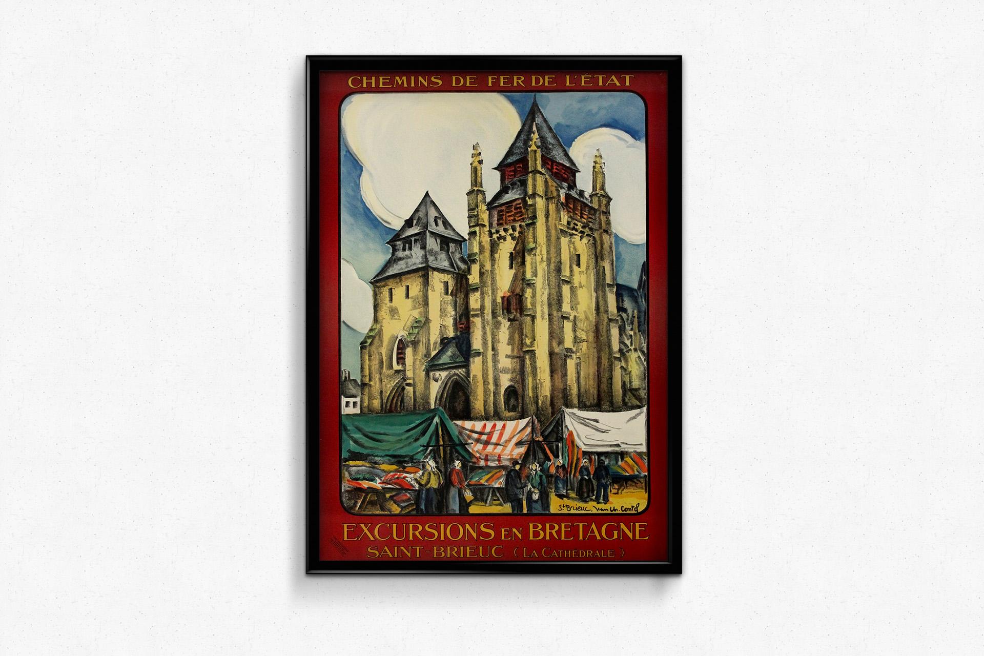 1926 original travel poster by Jean-Charles Contel - Bretagne Saint Brieuc For Sale 1
