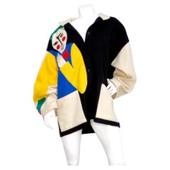 Jean Charles De Castelbajac 1980er Jahre Wolle Abstrakt Gesicht Jacke