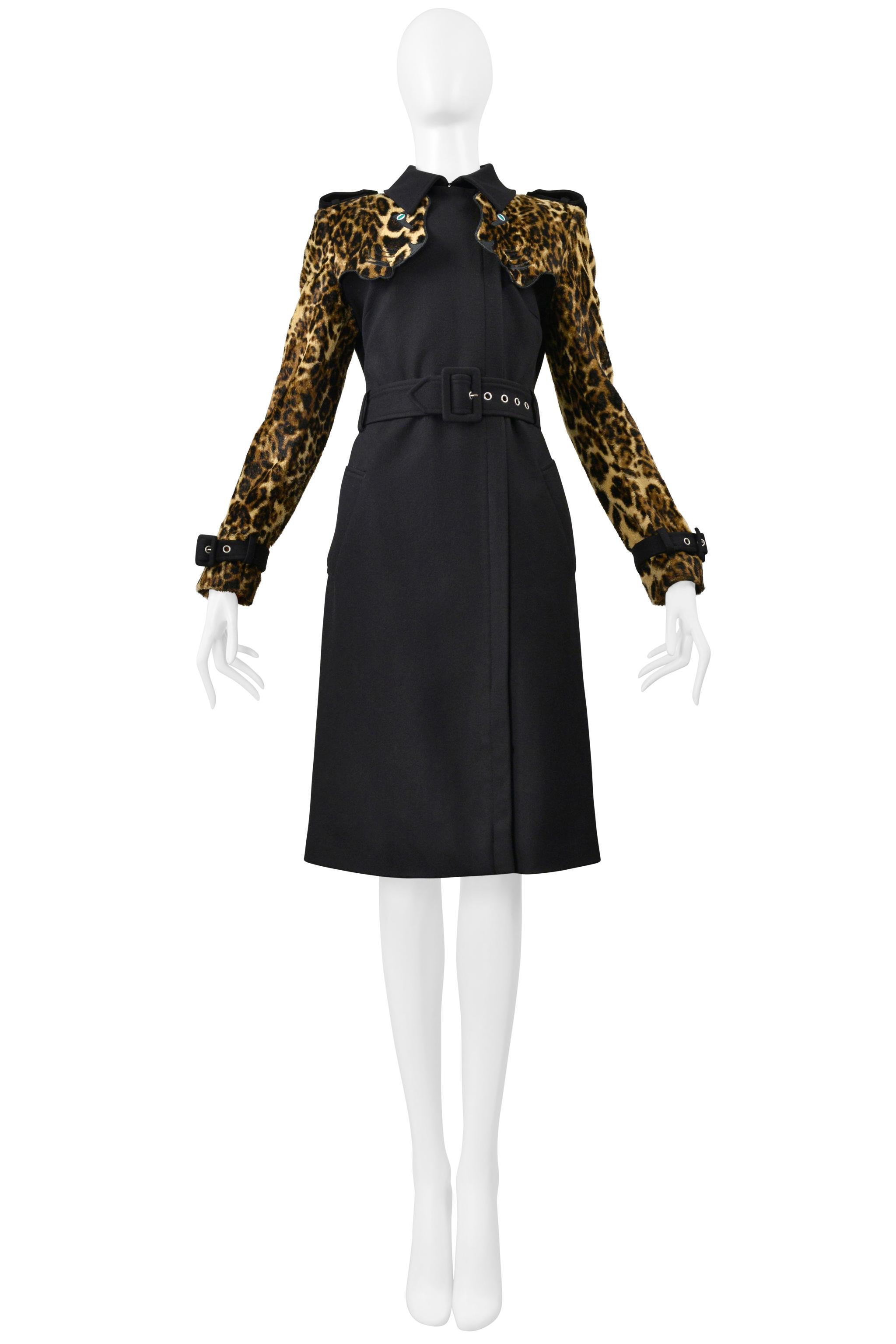 Jean-Charles De Castelbajac Trench nero e leopardato In condizioni ottime in vendita a Los Angeles, CA