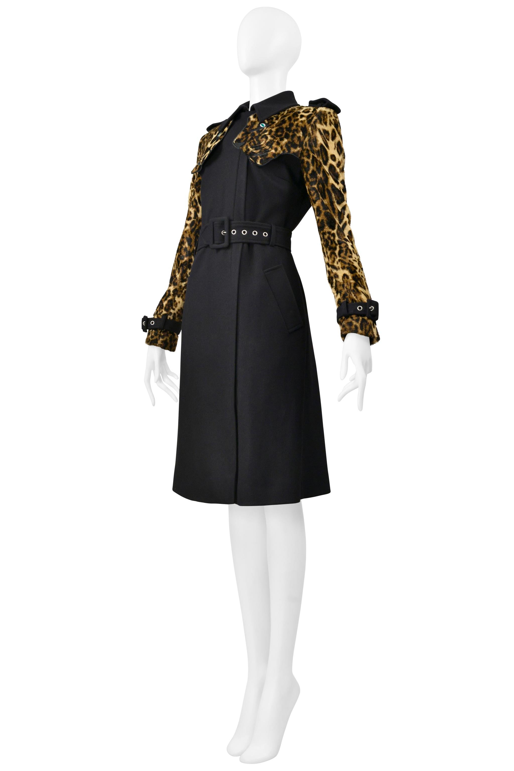 Jean-Charles De Castelbajac Trench nero e leopardato in vendita 1