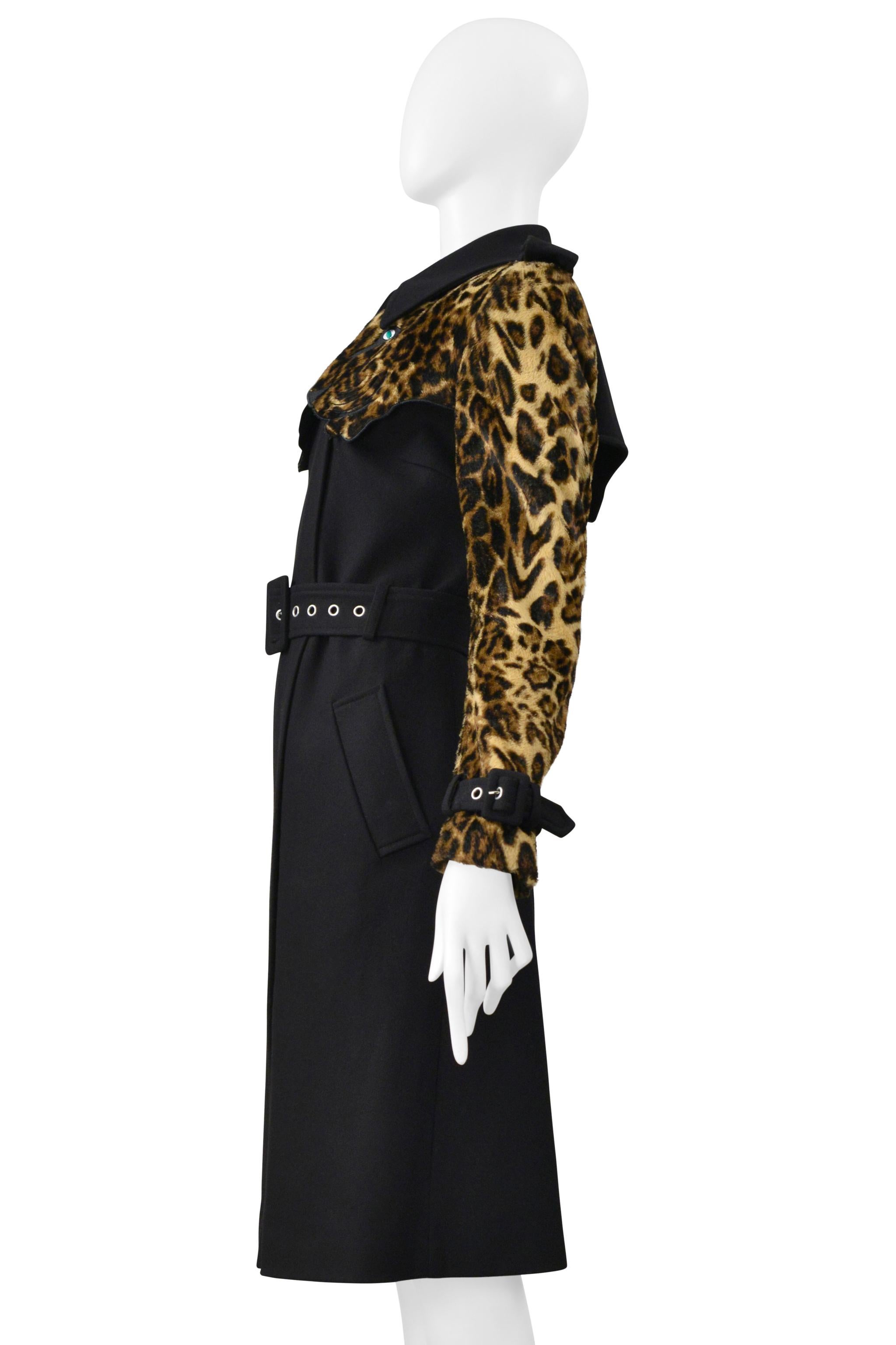 Jean-Charles De Castelbajac Trench nero e leopardato in vendita 2