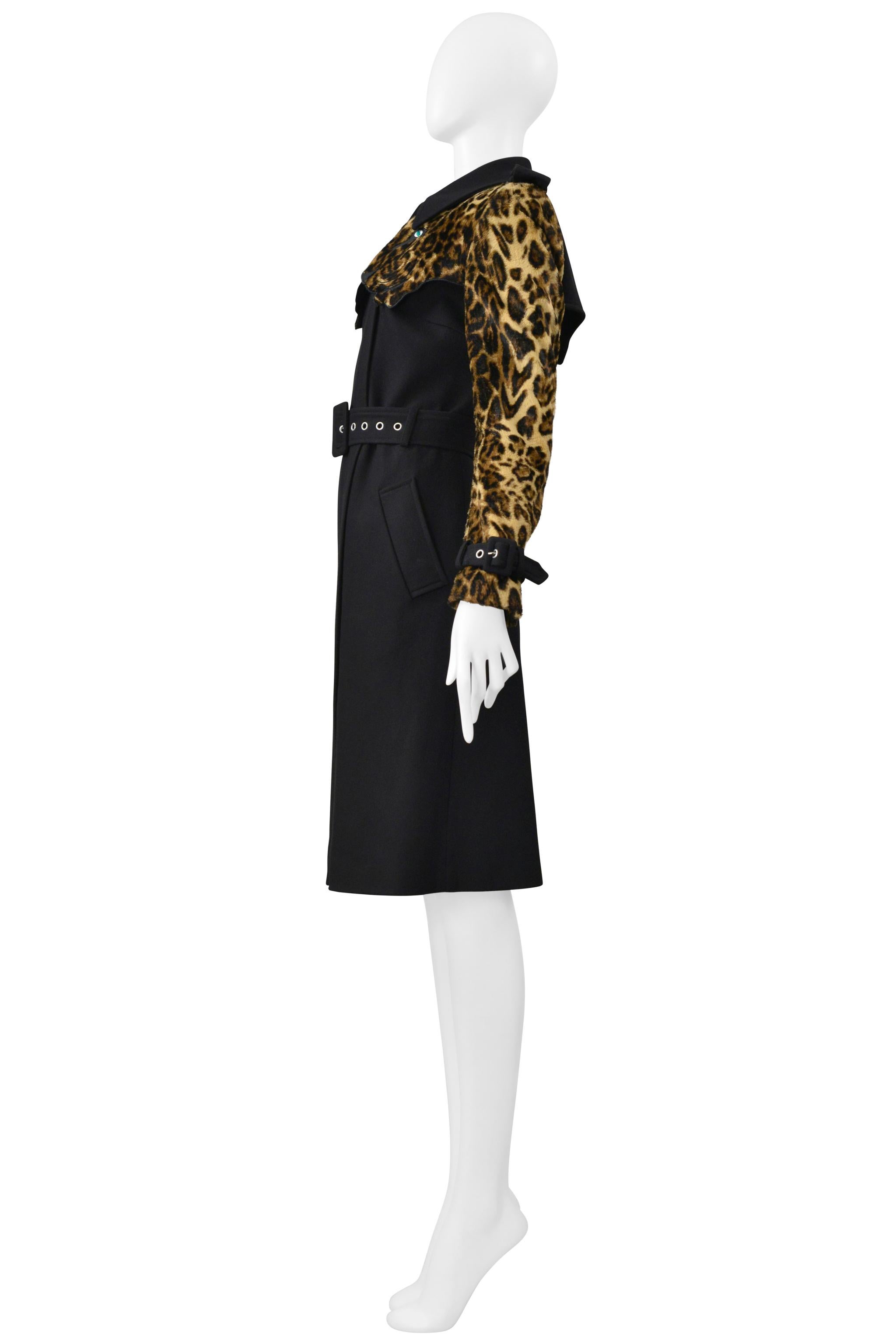 Jean-Charles De Castelbajac Trench nero e leopardato in vendita 3