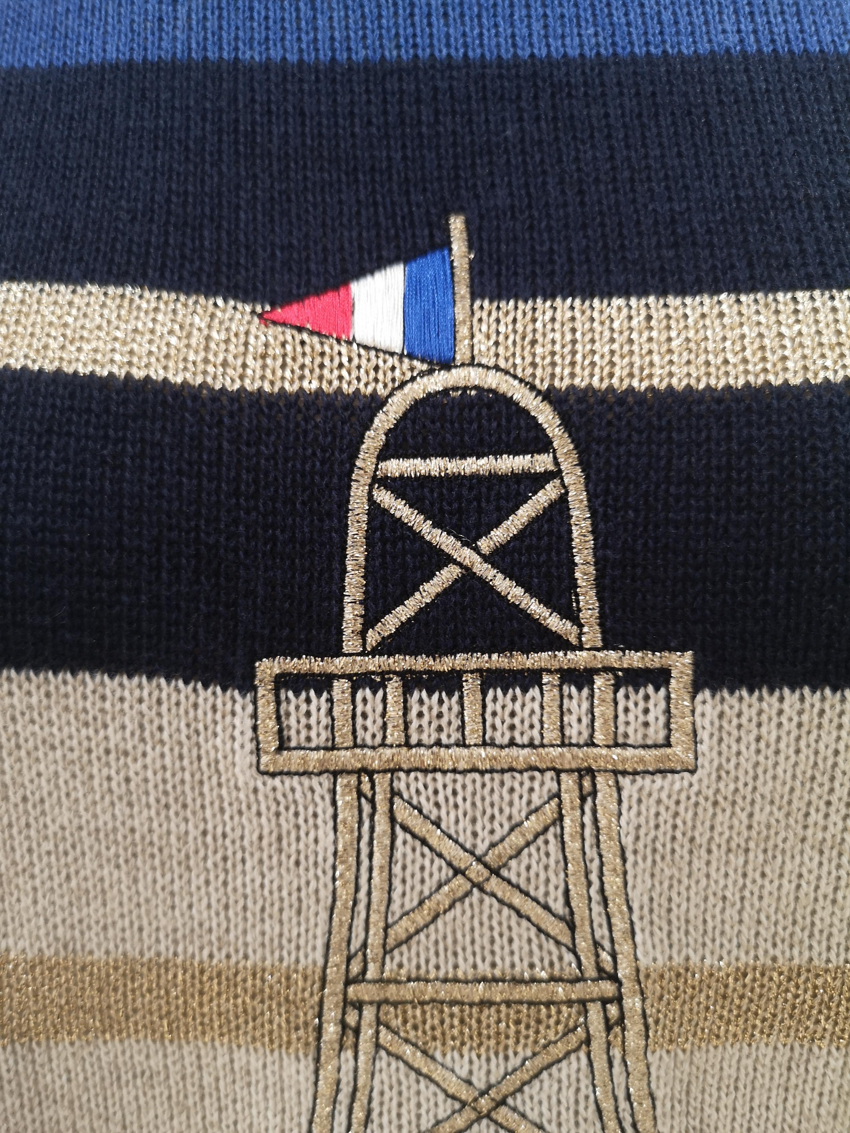 Jean Charles de Castelbajac blue tour Eiffel sweater NWOT
blue, gold tour eiffel sweater
size 42