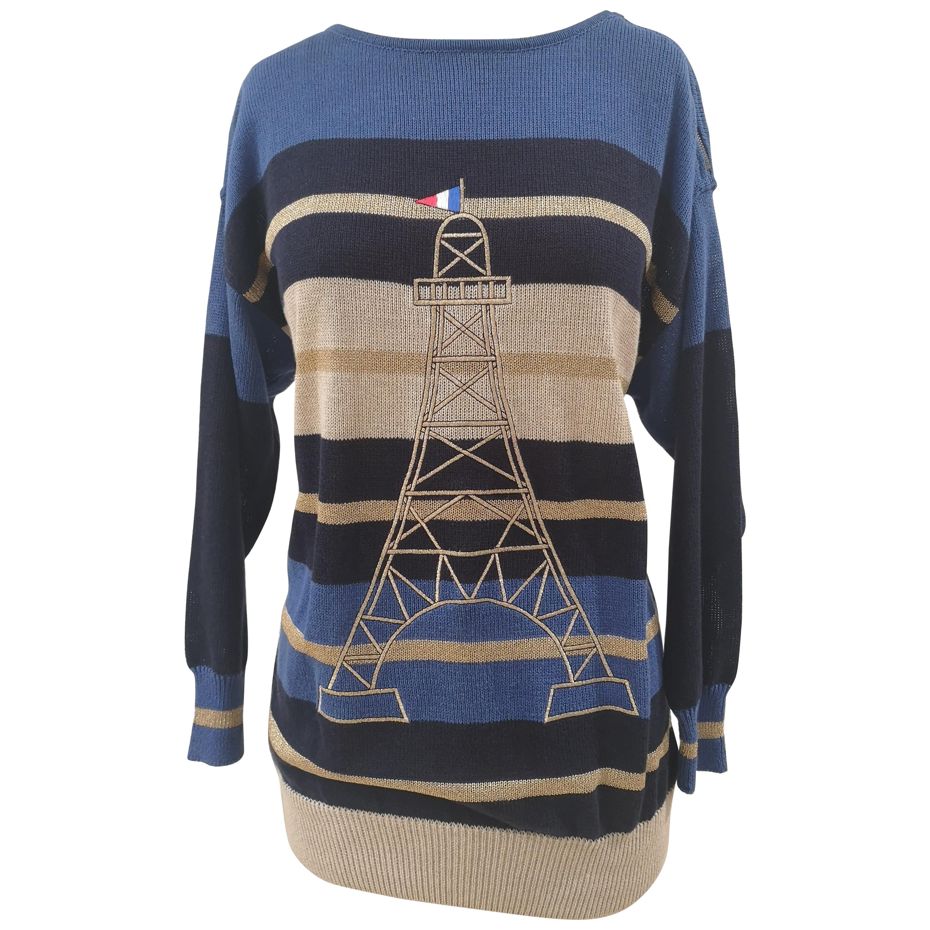Jean Charles de Castelbajac blue tour Eiffel sweater NWOT