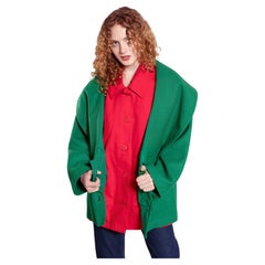 Jean Charles De Castelbajac - Manteau en laine rouge et verte à double épaisseur