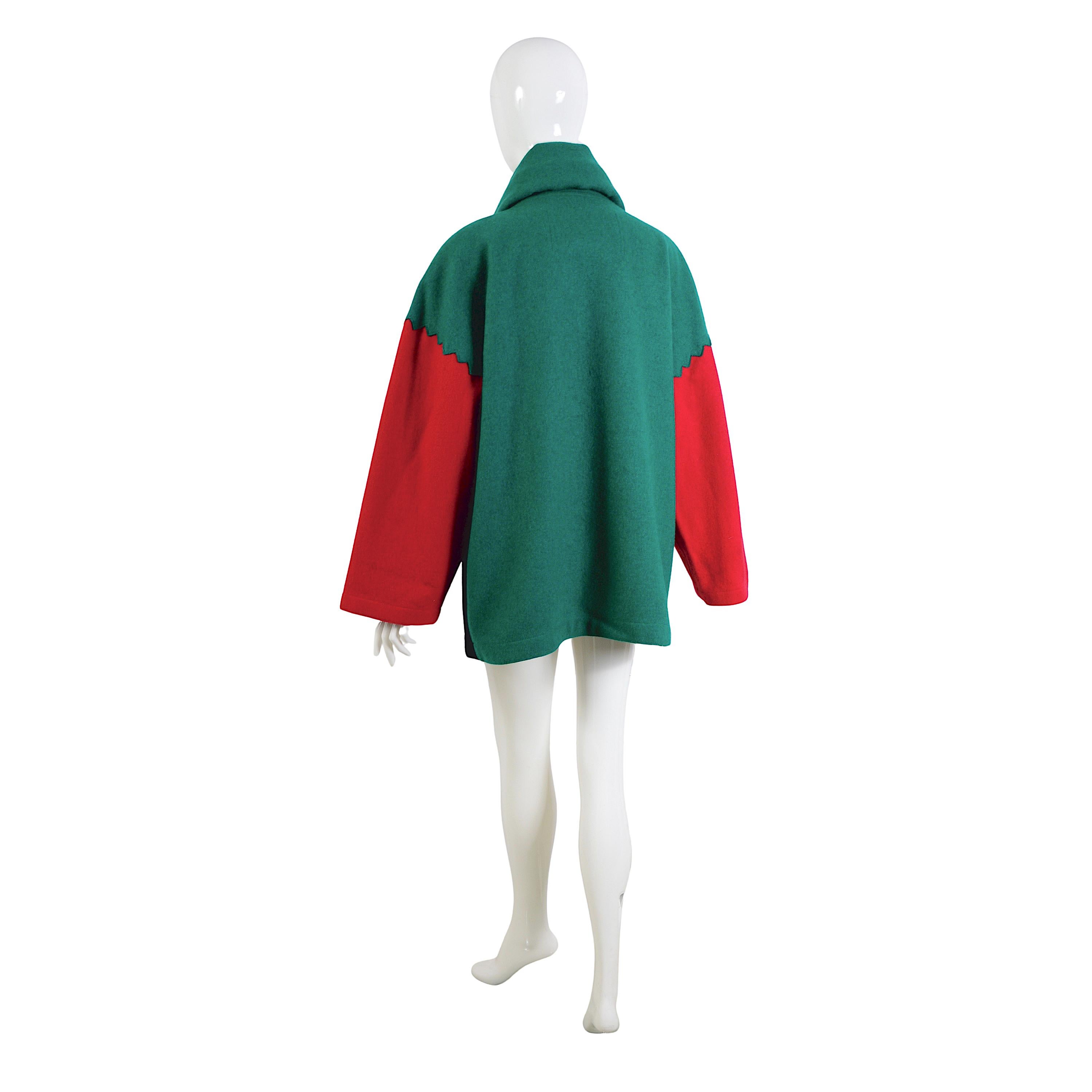 Jean-Charles de Castelbajac Ko and Co Vintage 80s Wool Oversized Coat For Sale 5