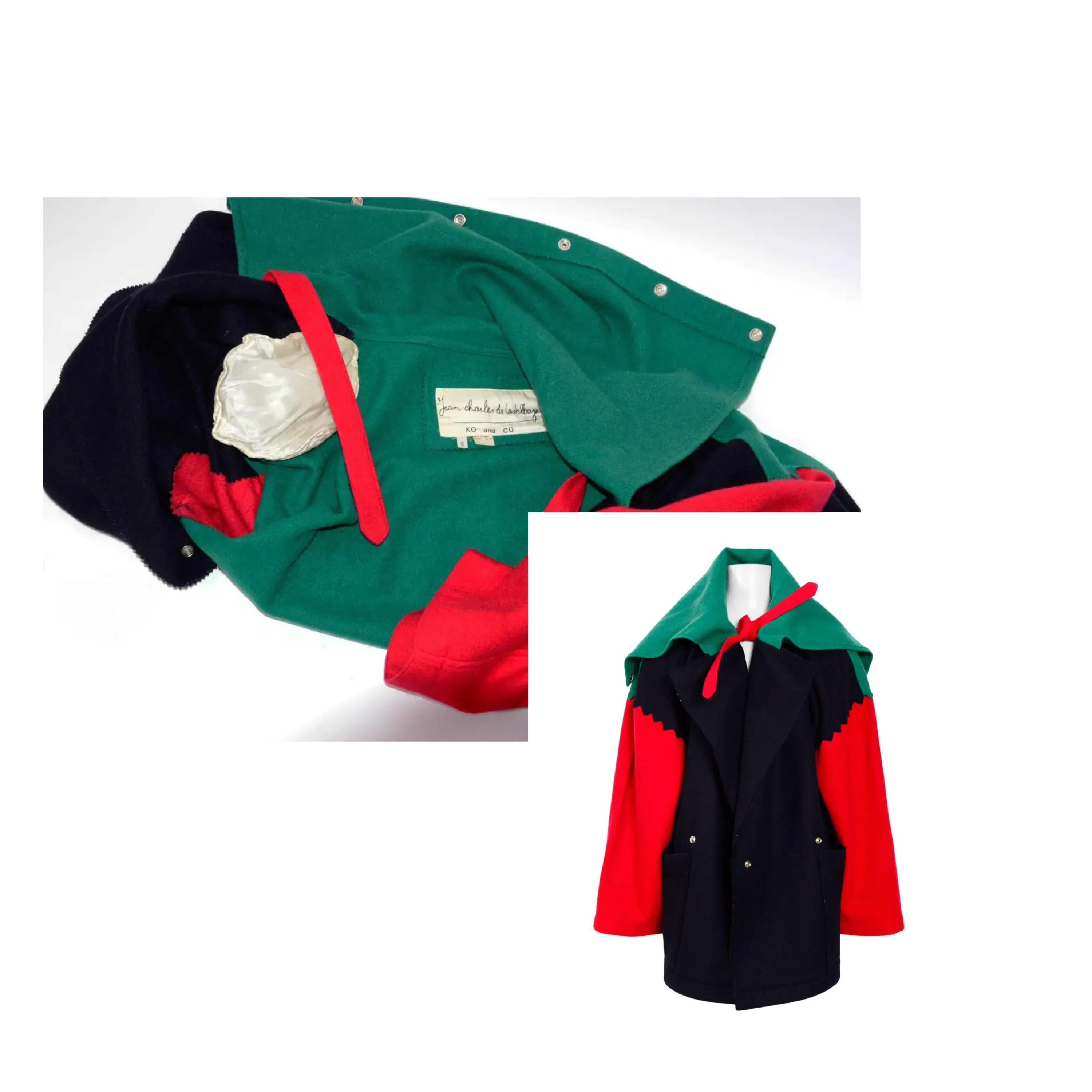 Jean-Charles de Castelbajac Ko and Co Vintage 80s Wool Oversized Coat For Sale 8
