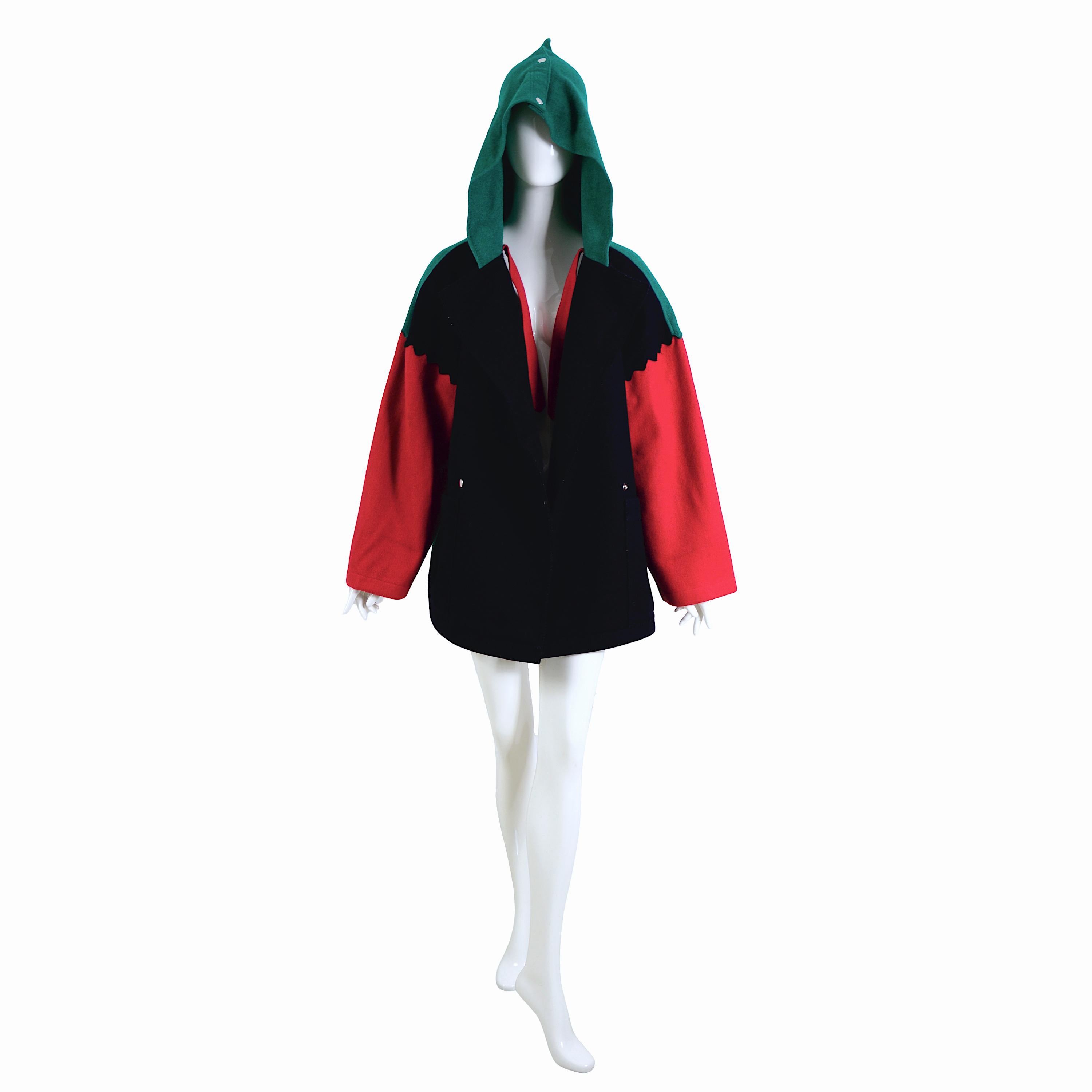 Jean-Charles de Castelbajac Ko and Co Vintage 80s Wool Oversized Coat
1980s color-blocked wool huge blanket coat by Jean-Charles de Castelbajac. The original 80's shoulder pads are still in the coat.
Made in France
No size label.
Please go by the