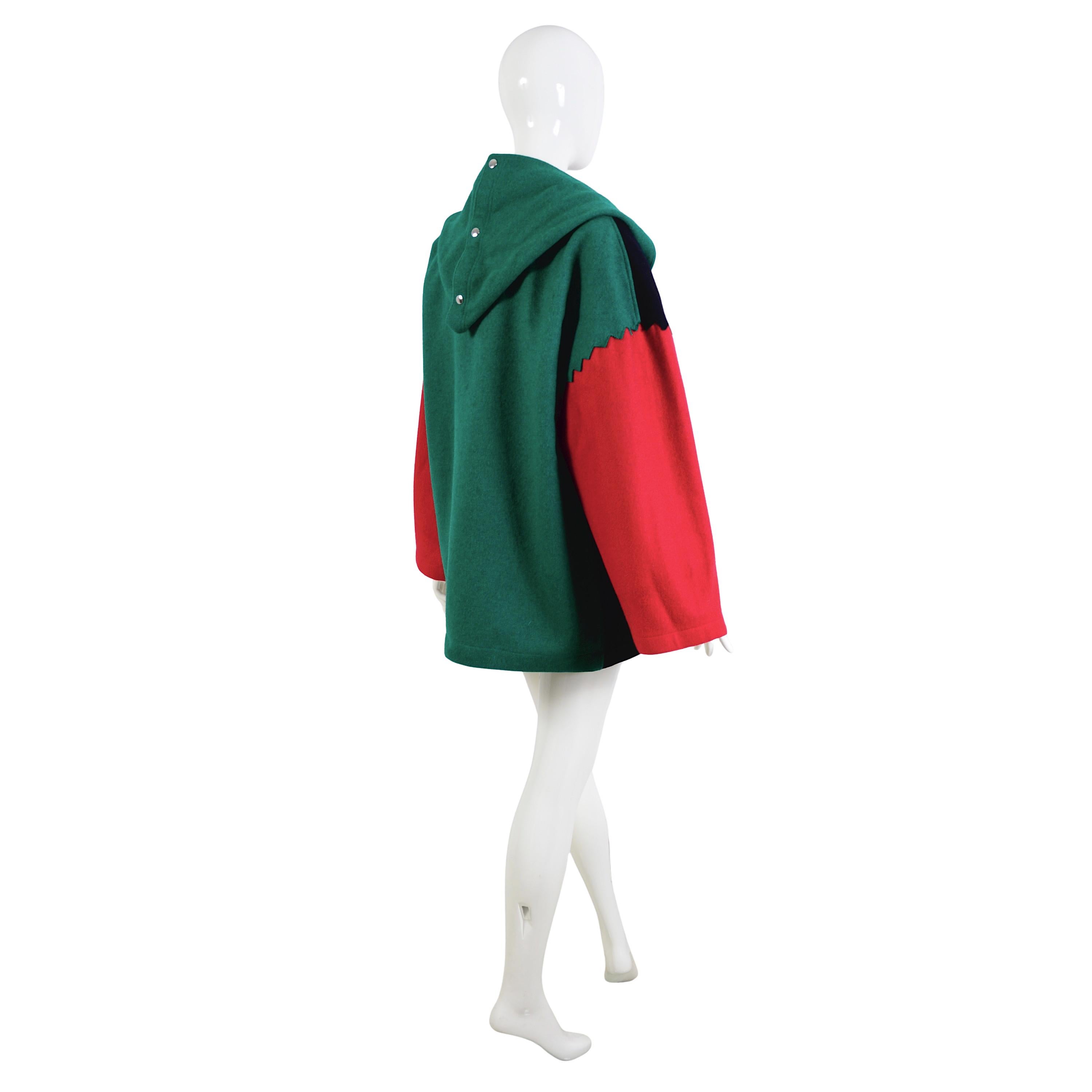 Jean-Charles de Castelbajac Ko and Co Vintage 80s Wool Oversized Coat For Sale 1