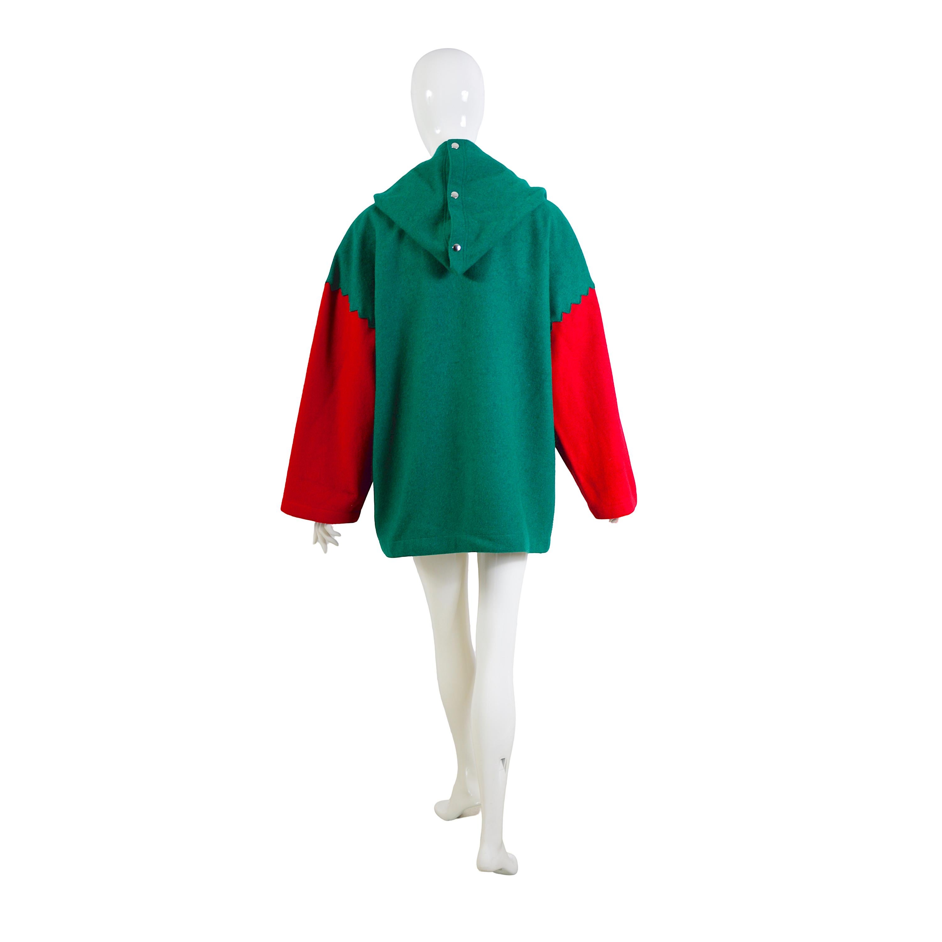 Jean-Charles de Castelbajac Ko and Co Vintage 80s Wool Oversized Coat For Sale 2