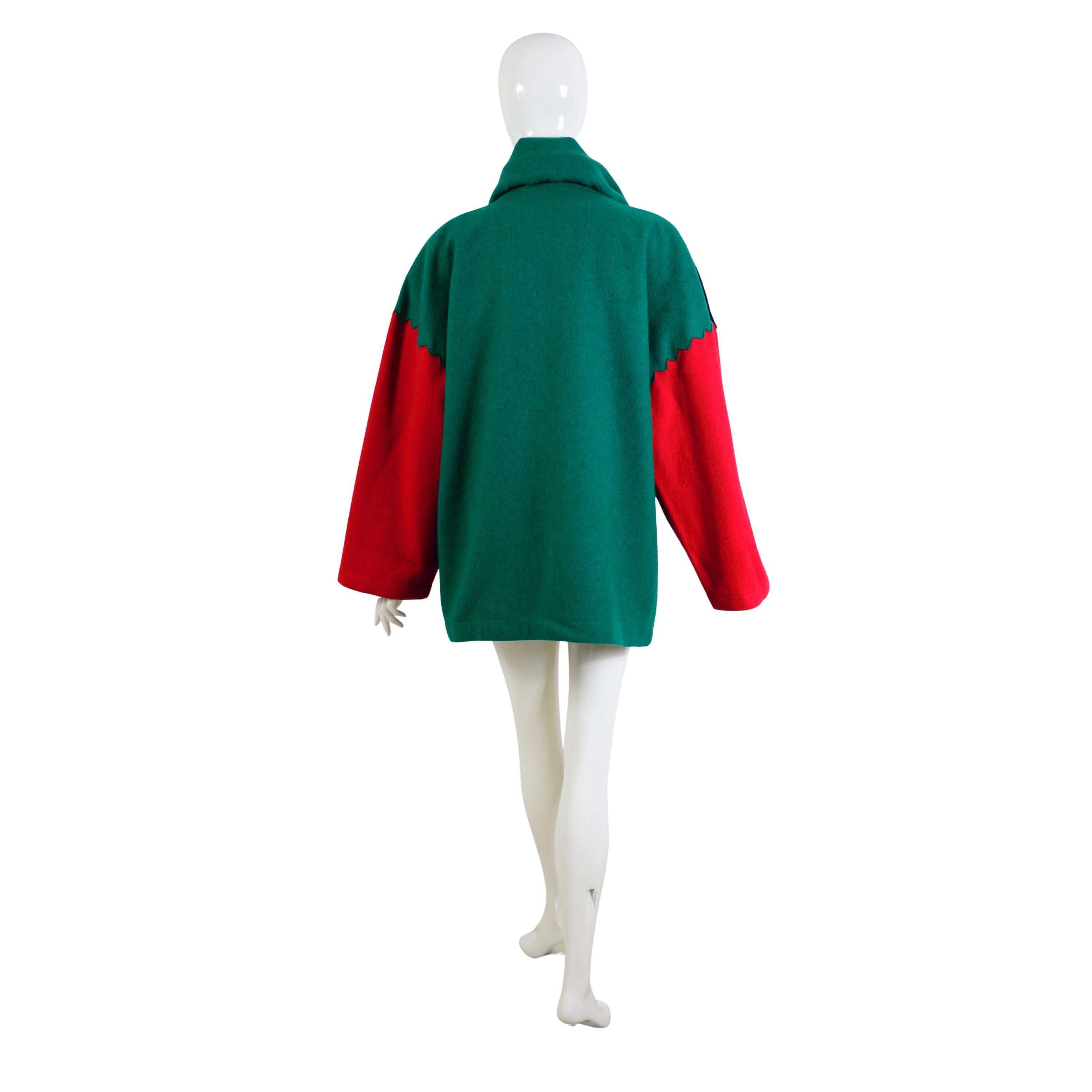 Jean-Charles de Castelbajac Ko and Co Vintage 80s Wool Oversized Coat For Sale 4