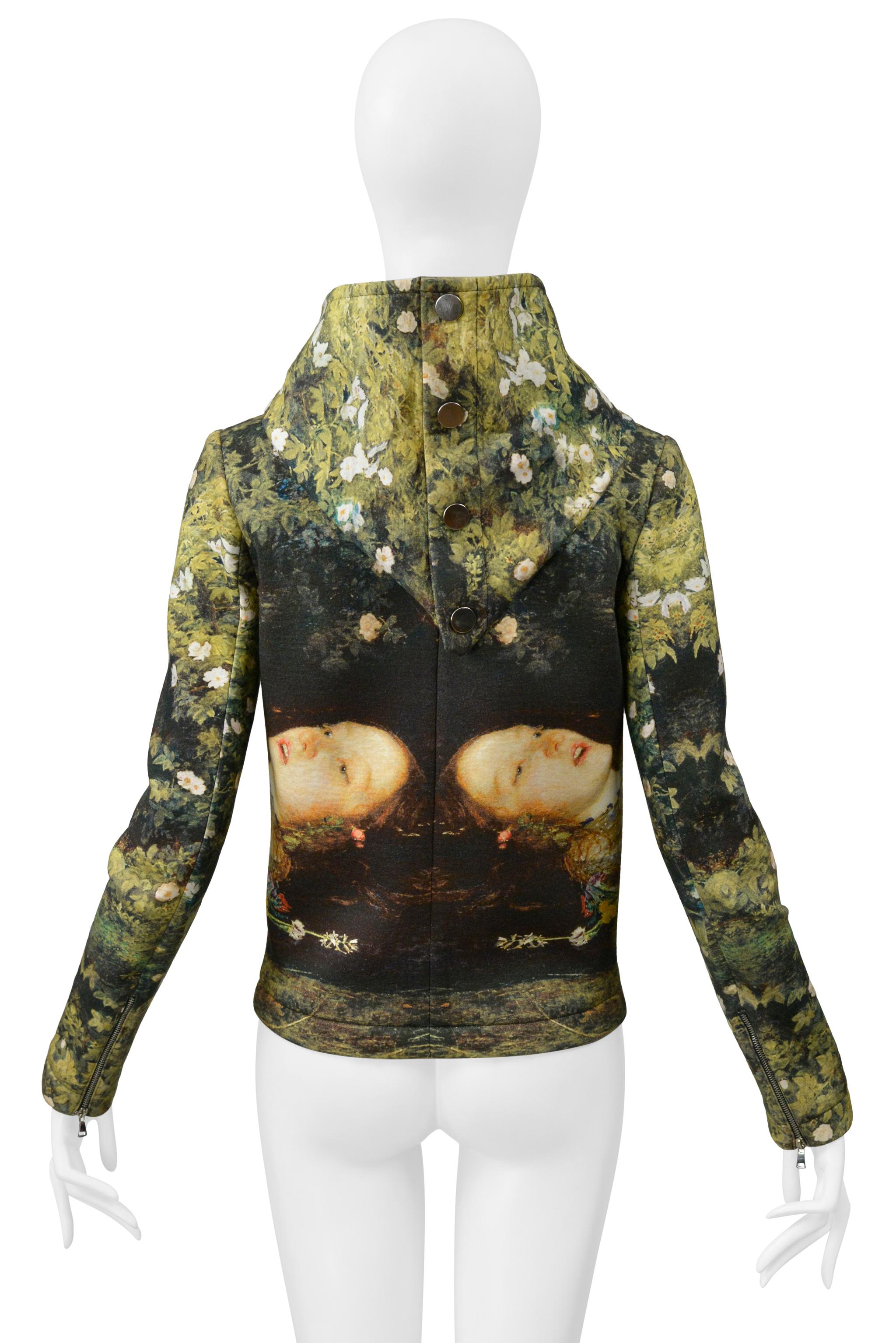 Jean-Charles De Castelbajac Ophelia Printed Moto Jacket With Hood For Sale 6