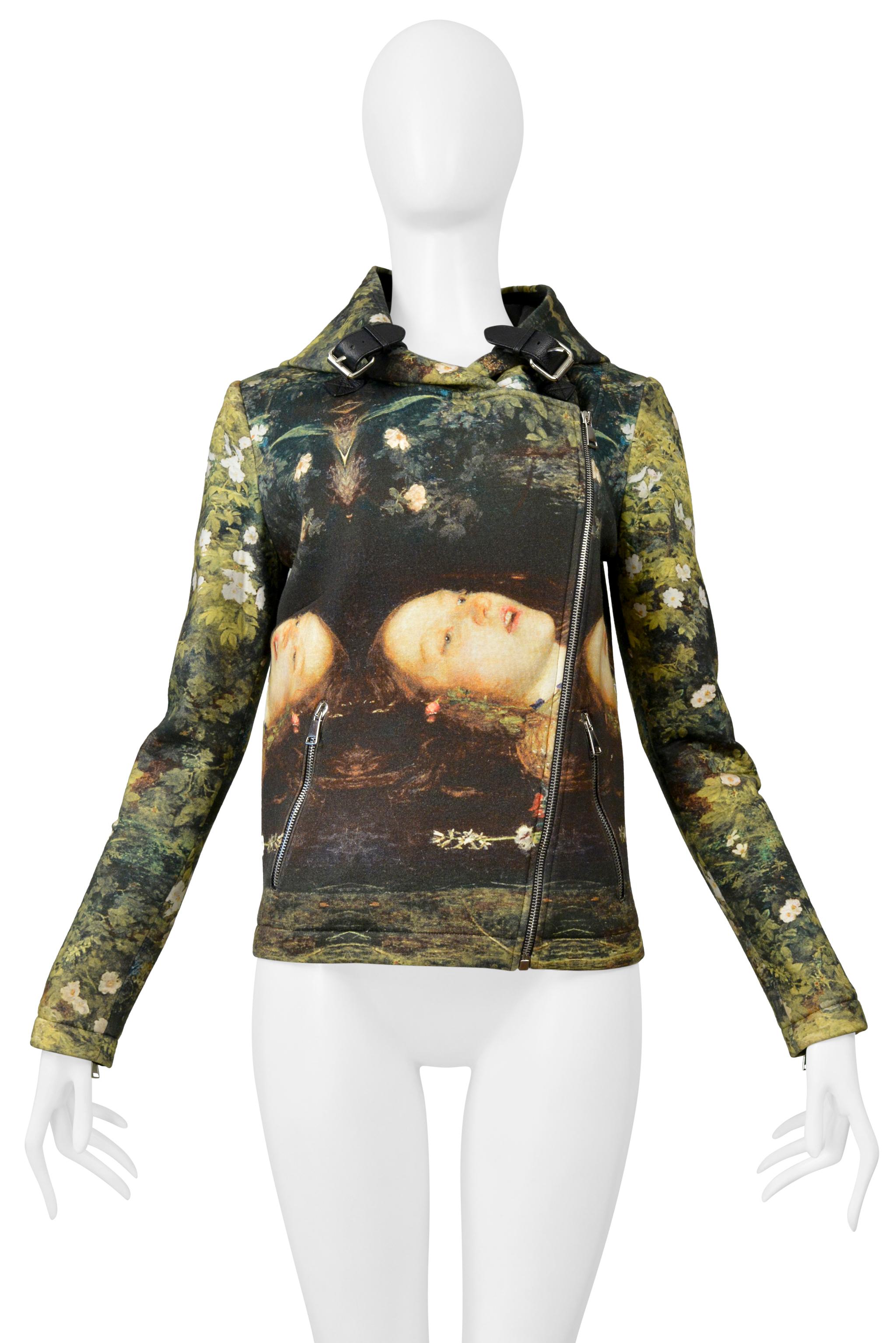 Women's Jean-Charles De Castelbajac Ophelia Printed Moto Jacket With Hood For Sale
