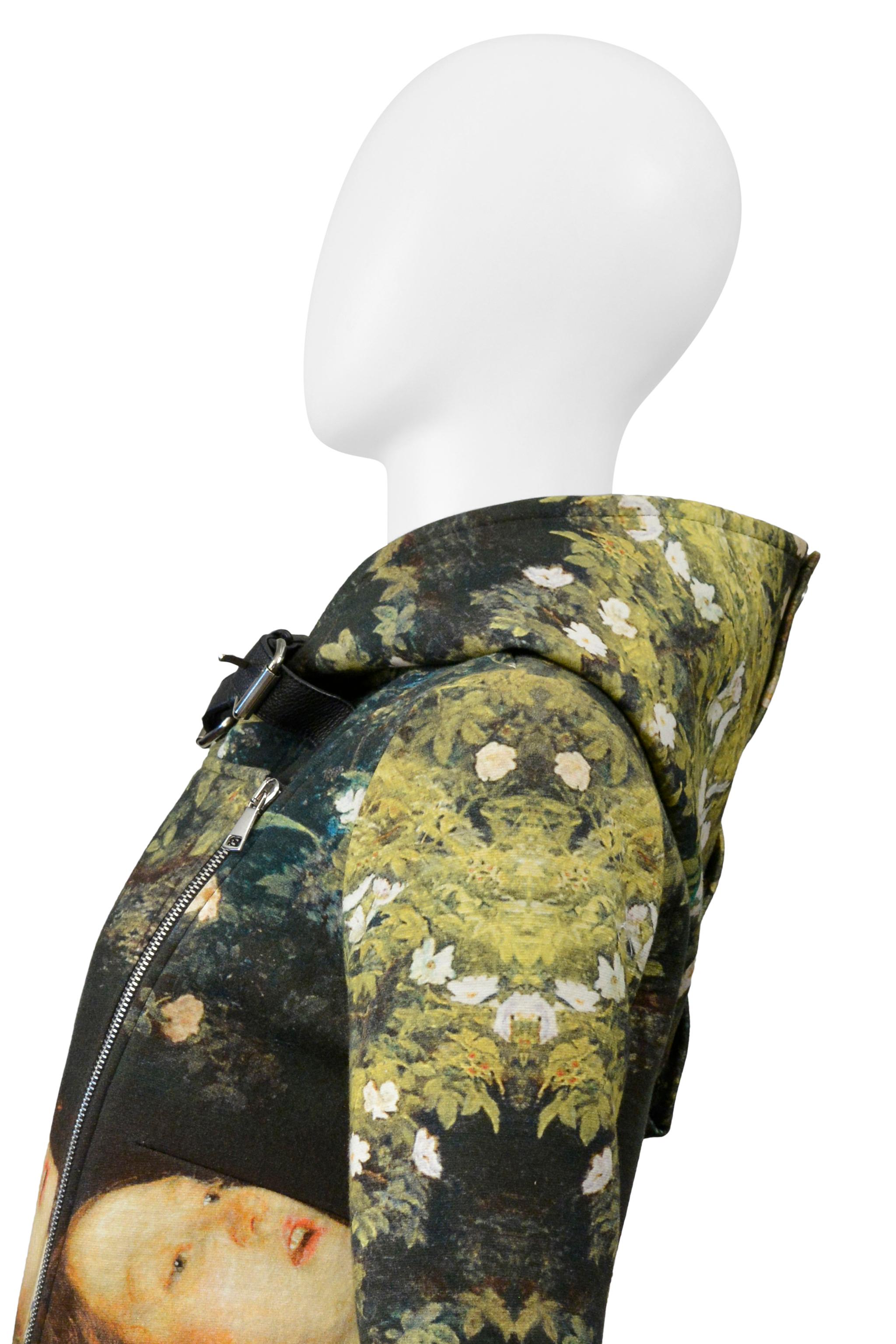 Jean-Charles De Castelbajac Ophelia Printed Moto Jacket With Hood For Sale 1