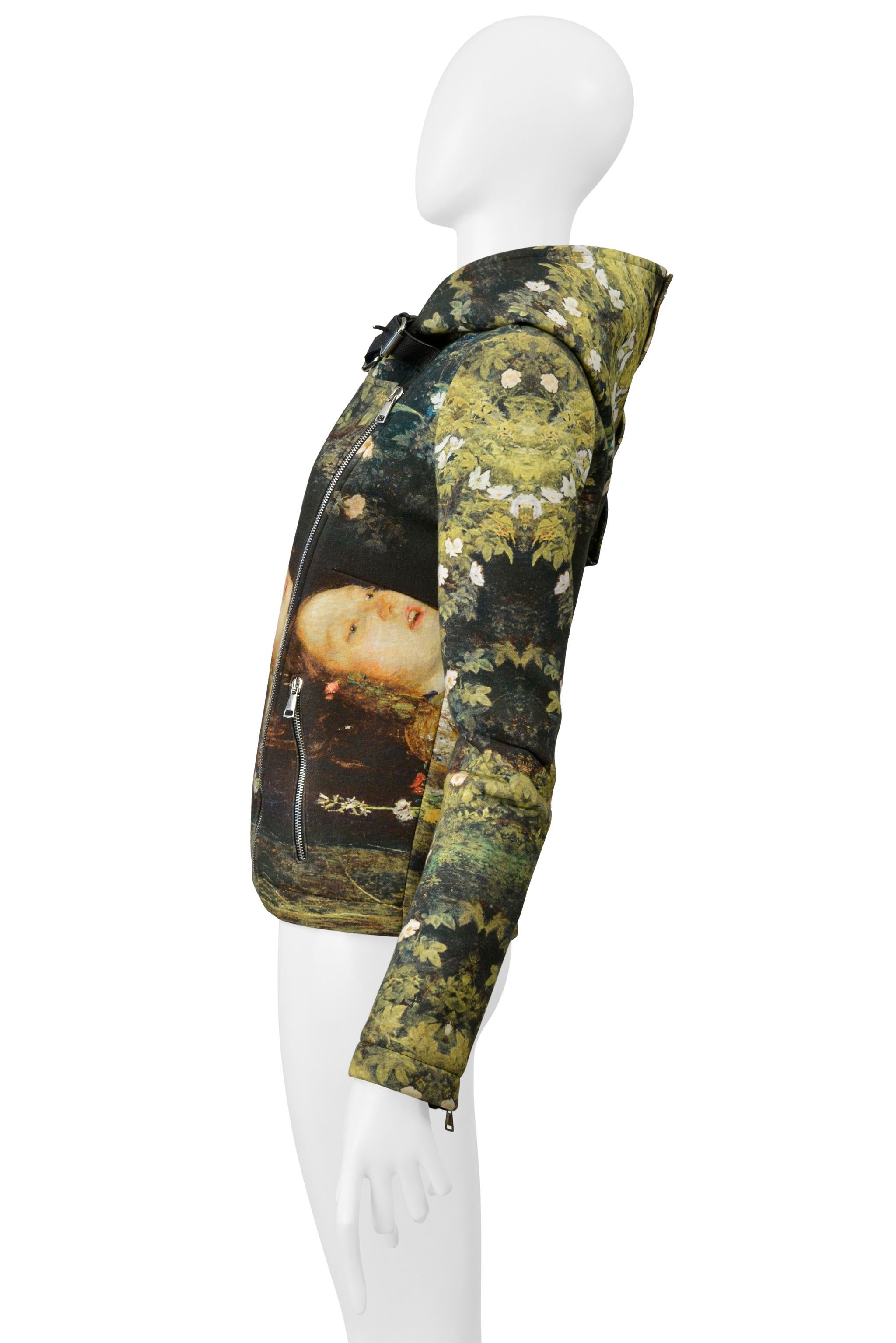Jean-Charles De Castelbajac Ophelia Printed Moto Jacket With Hood For Sale 2