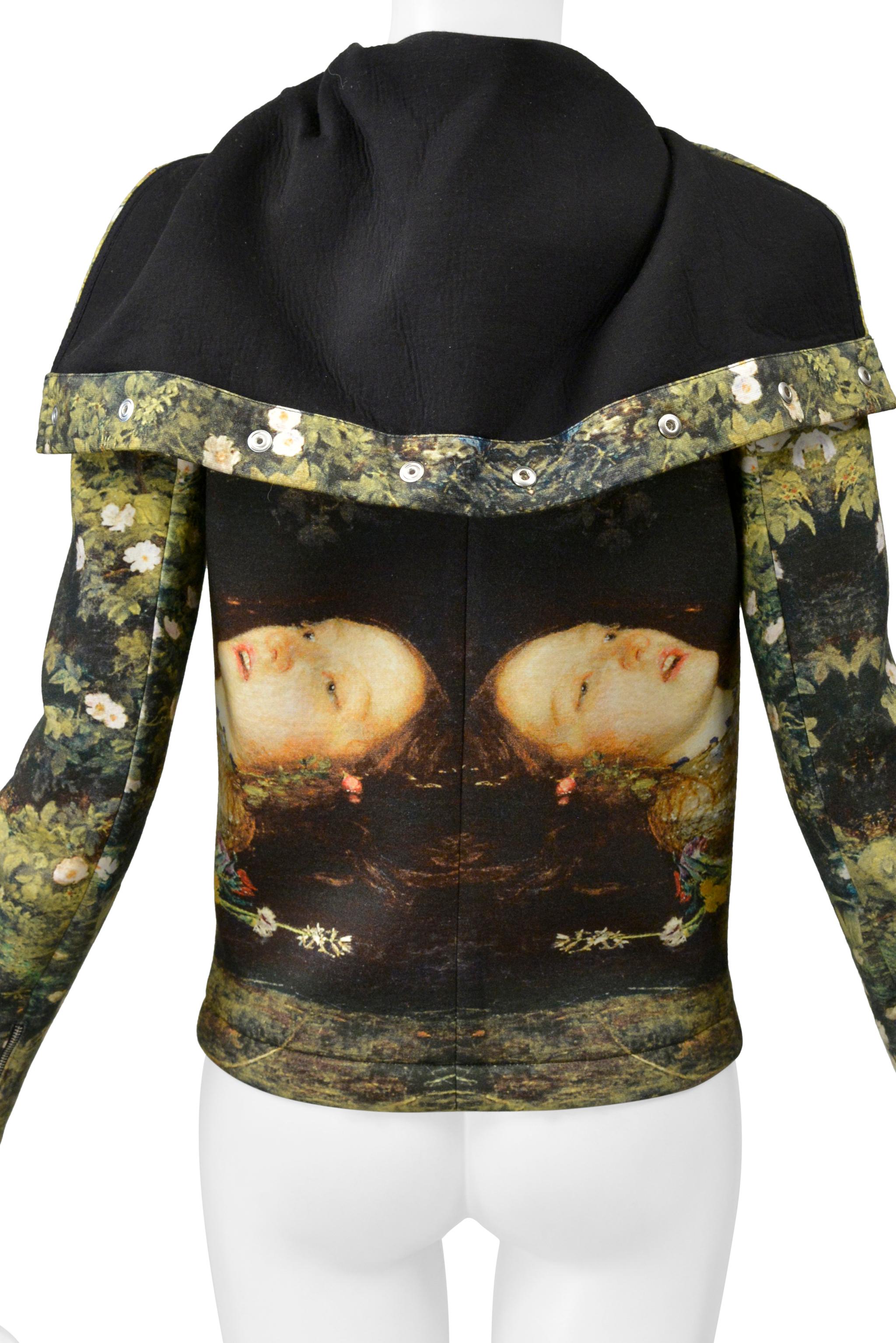 Jean-Charles De Castelbajac Ophelia Printed Moto Jacket With Hood For Sale 3