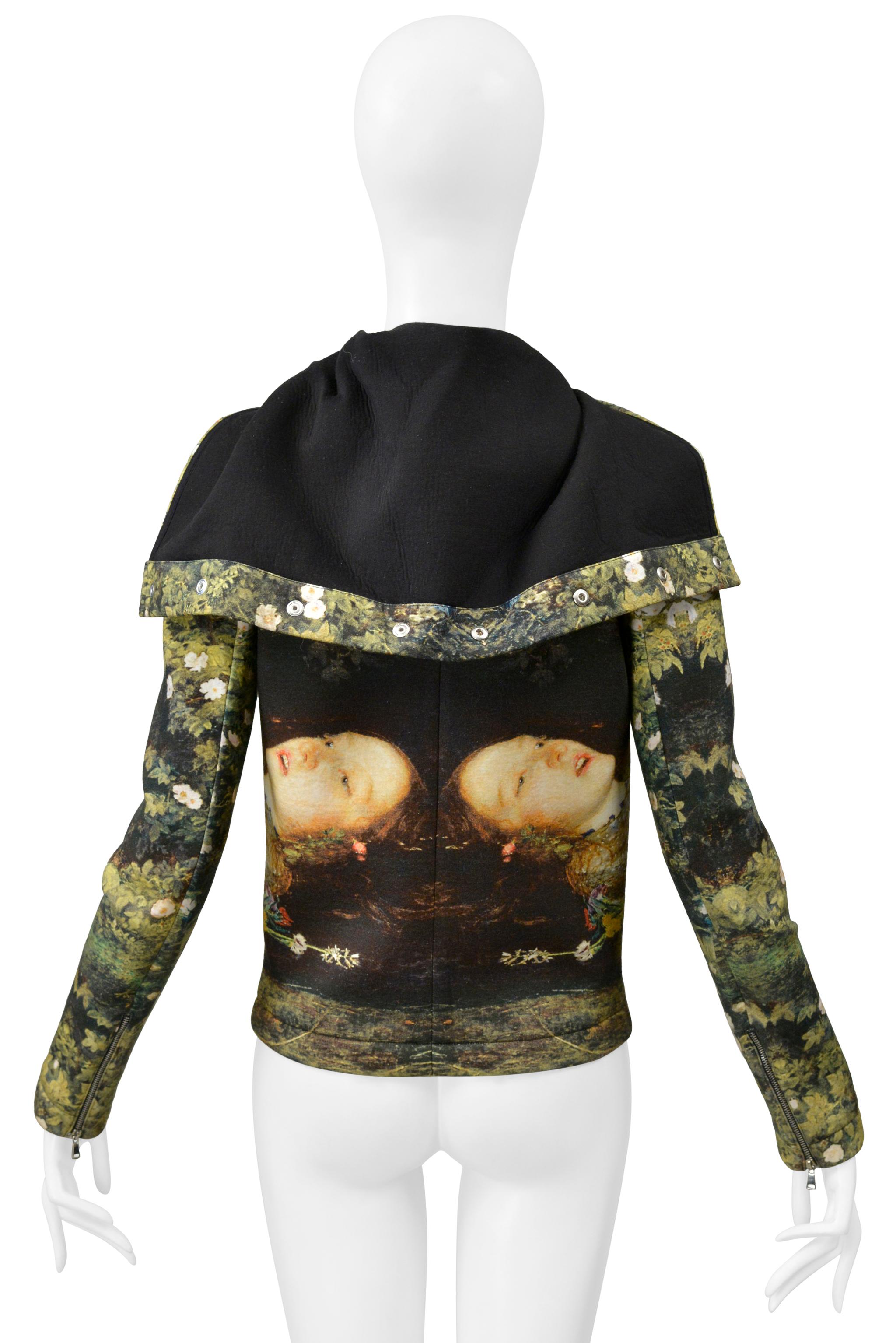 Jean-Charles De Castelbajac Ophelia Printed Moto Jacket With Hood For Sale 4