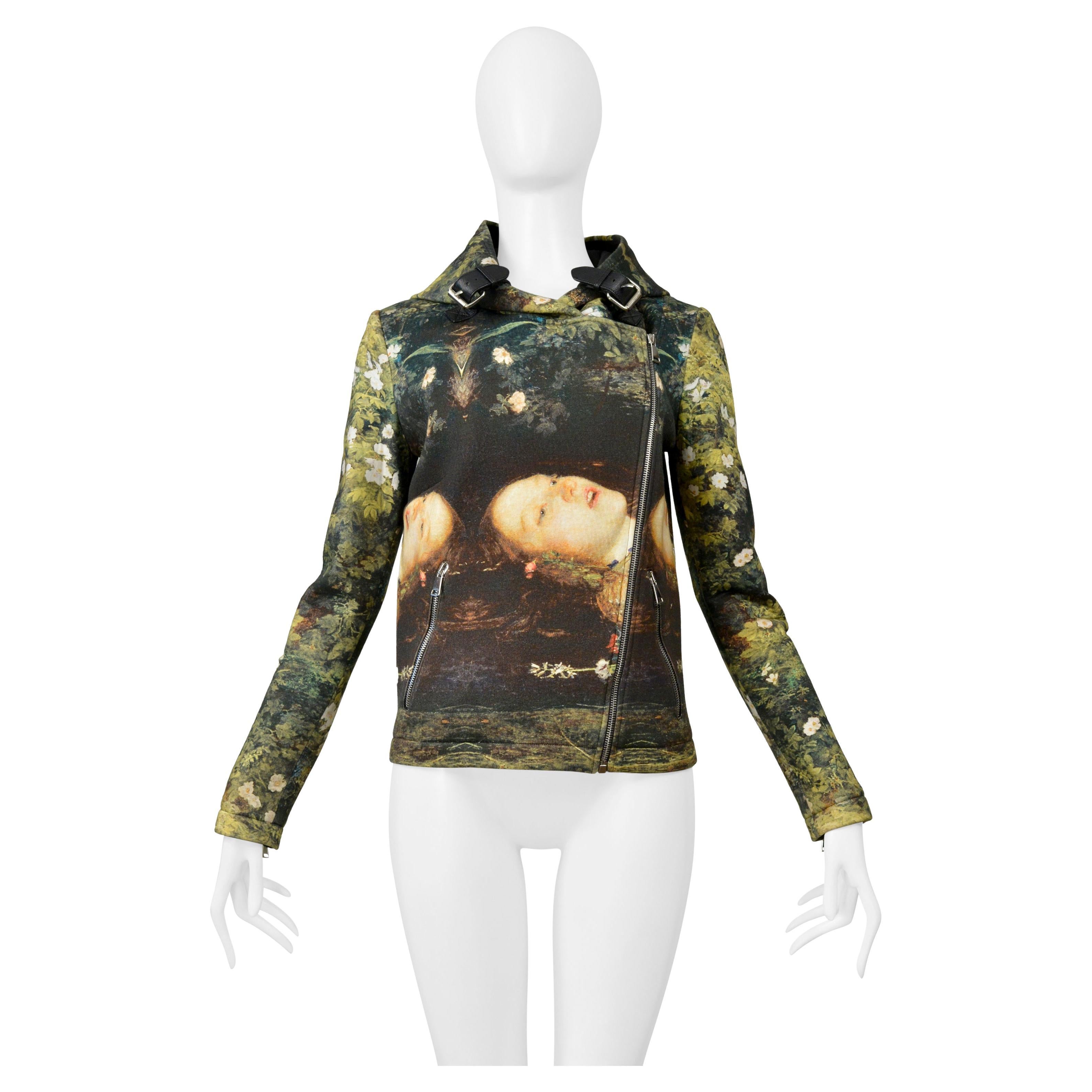 Jean-Charles De Castelbajac Ophelia Printed Moto Jacket With Hood For Sale