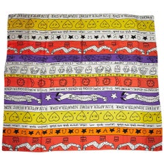 Jean Charles de Castelbajac Red Silk Square Pop Scarf "Love"
