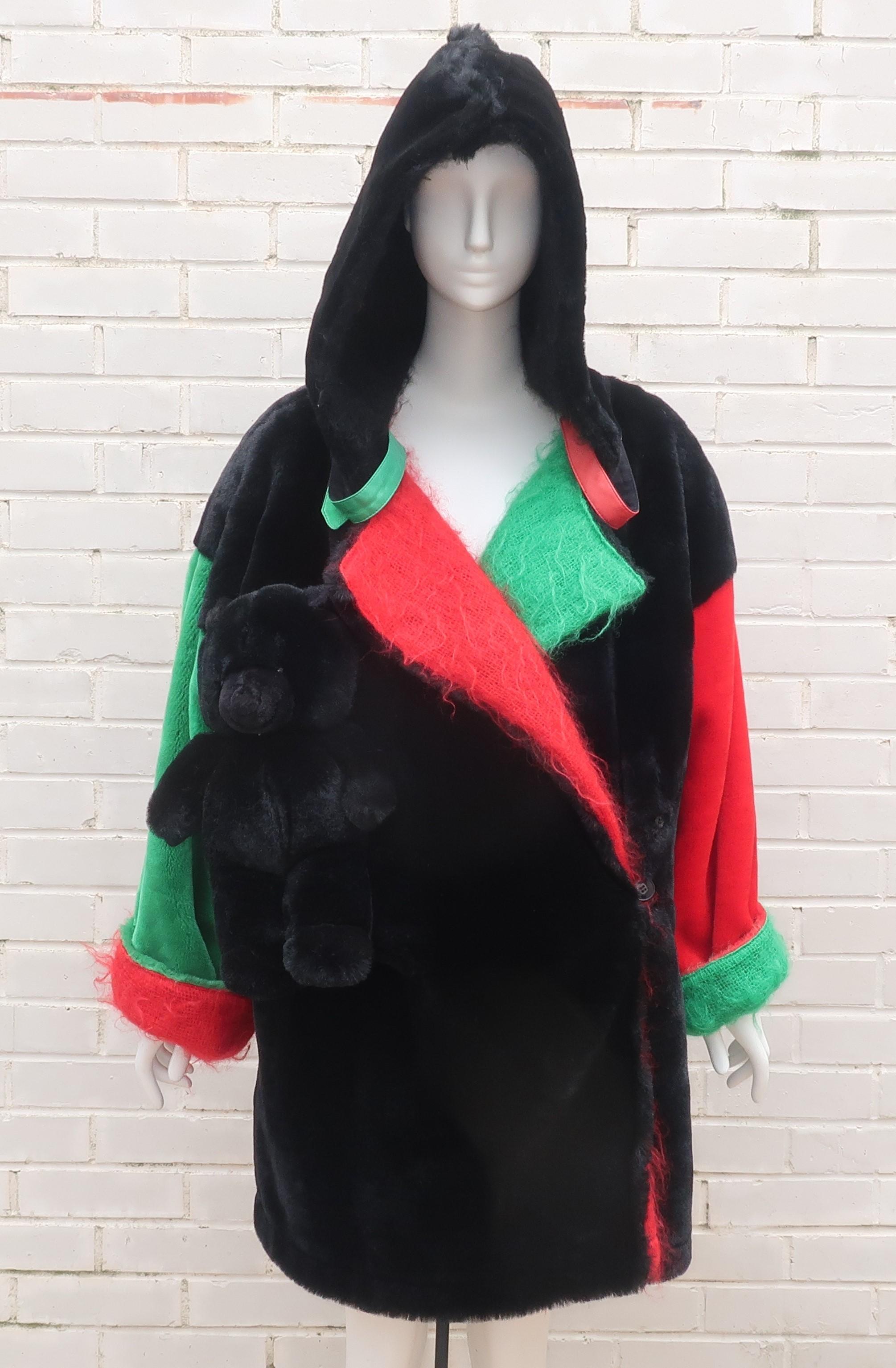 Jean-Charles de Castelbajac Teddy Bear Faux Fur Mohair Coat, 1990’s In Good Condition In Atlanta, GA