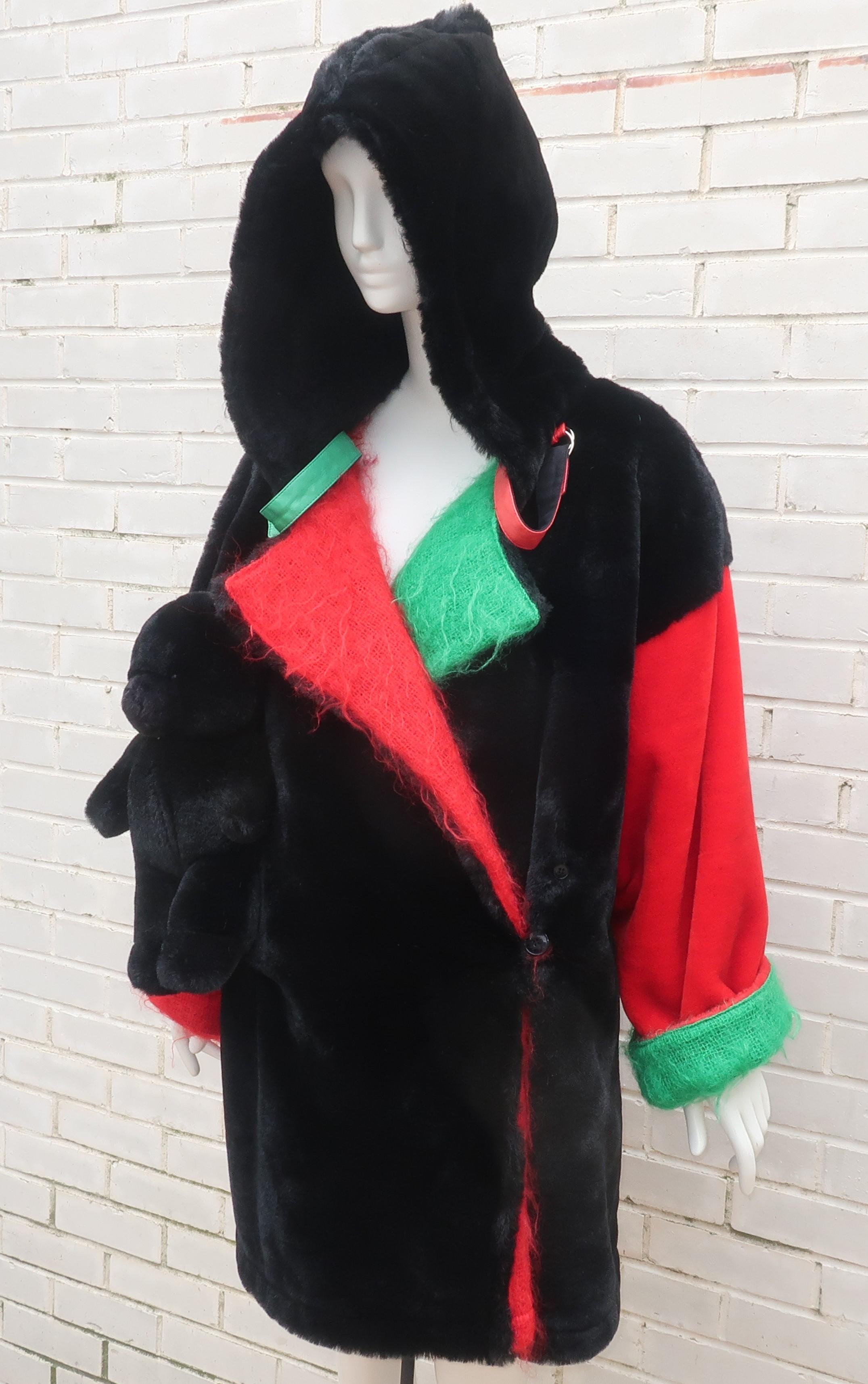 Jean-Charles de Castelbajac Teddy Bear Faux Fur Mohair Coat, 1990’s 1