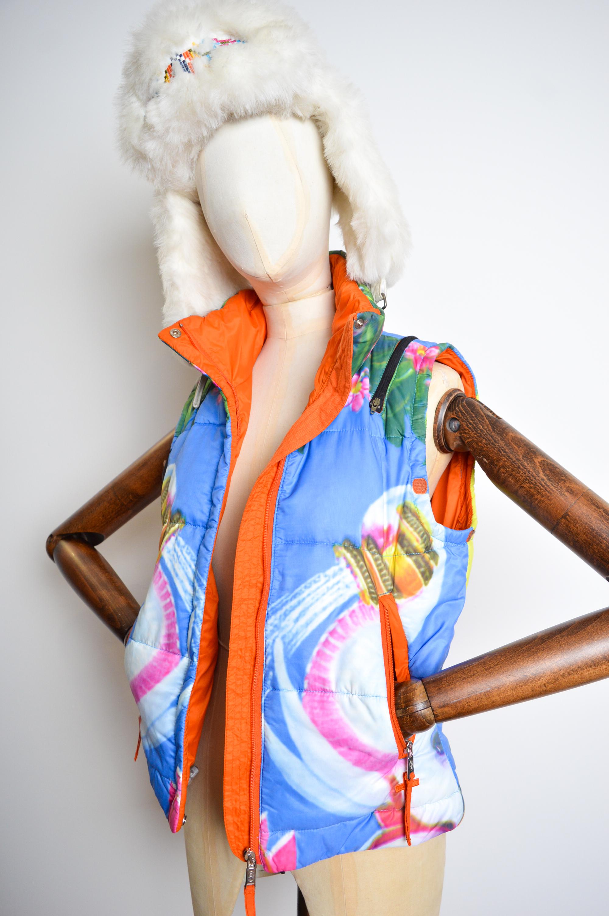 Beige Jean Charles de Castelbajac Vintage Indian Goddess Down Puffa Gilet - Ski Vest For Sale