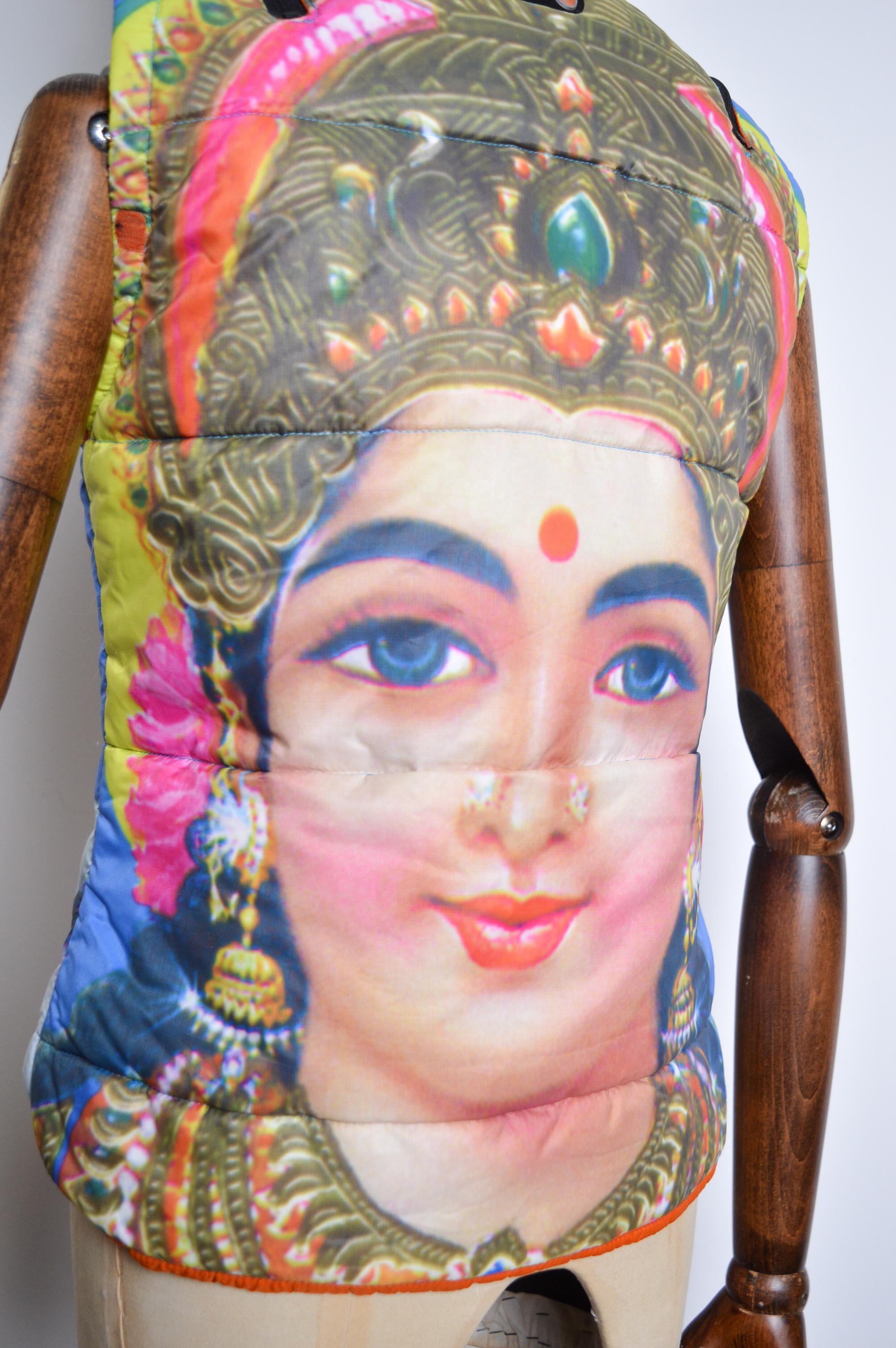 Jean Charles de Castelbajac Vintage Indian Goddess Down Puffa Gilet - Ski Vest For Sale 1