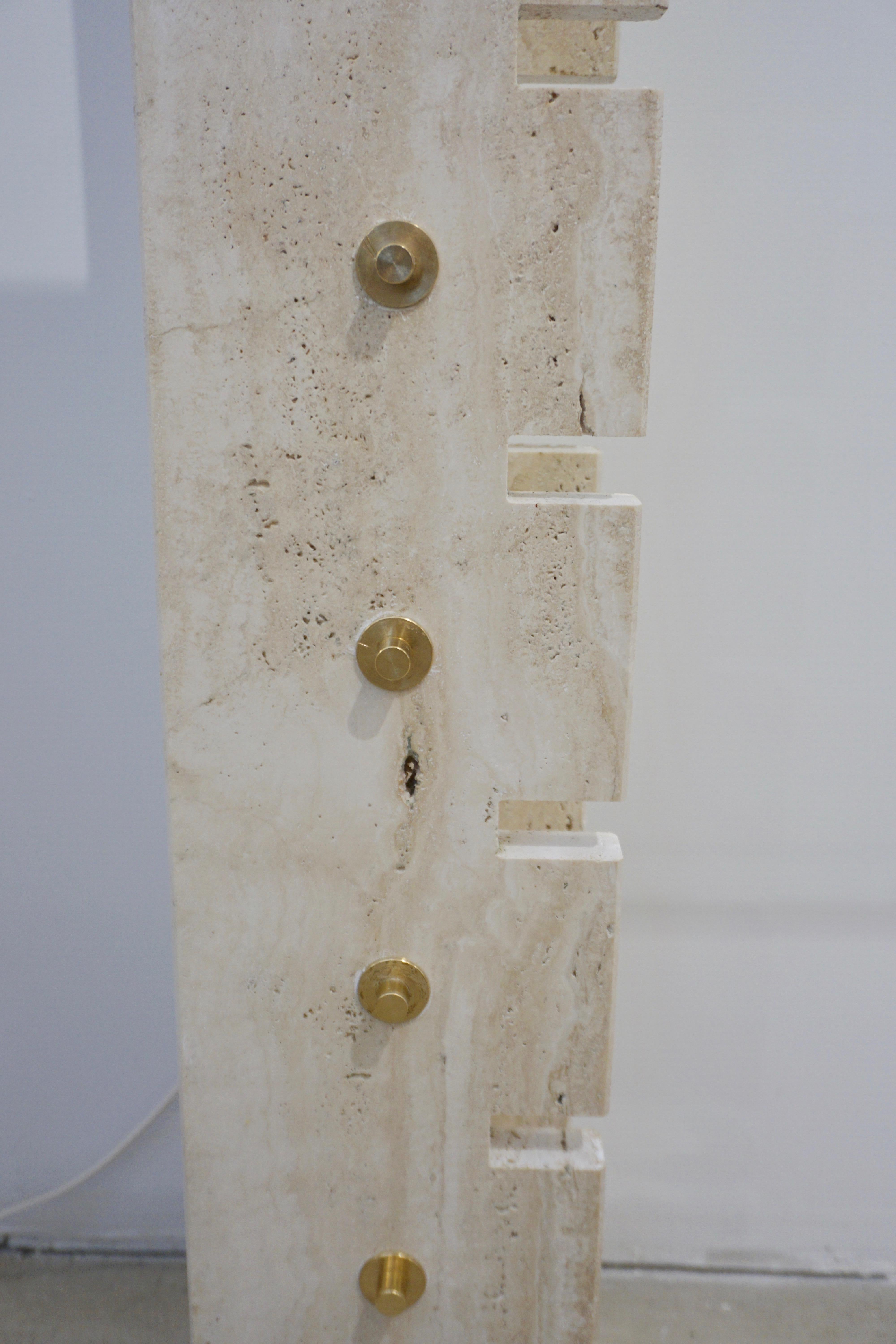 Jean Charles Designer 1970s French Minimalist Ivory White Travertine Console 5