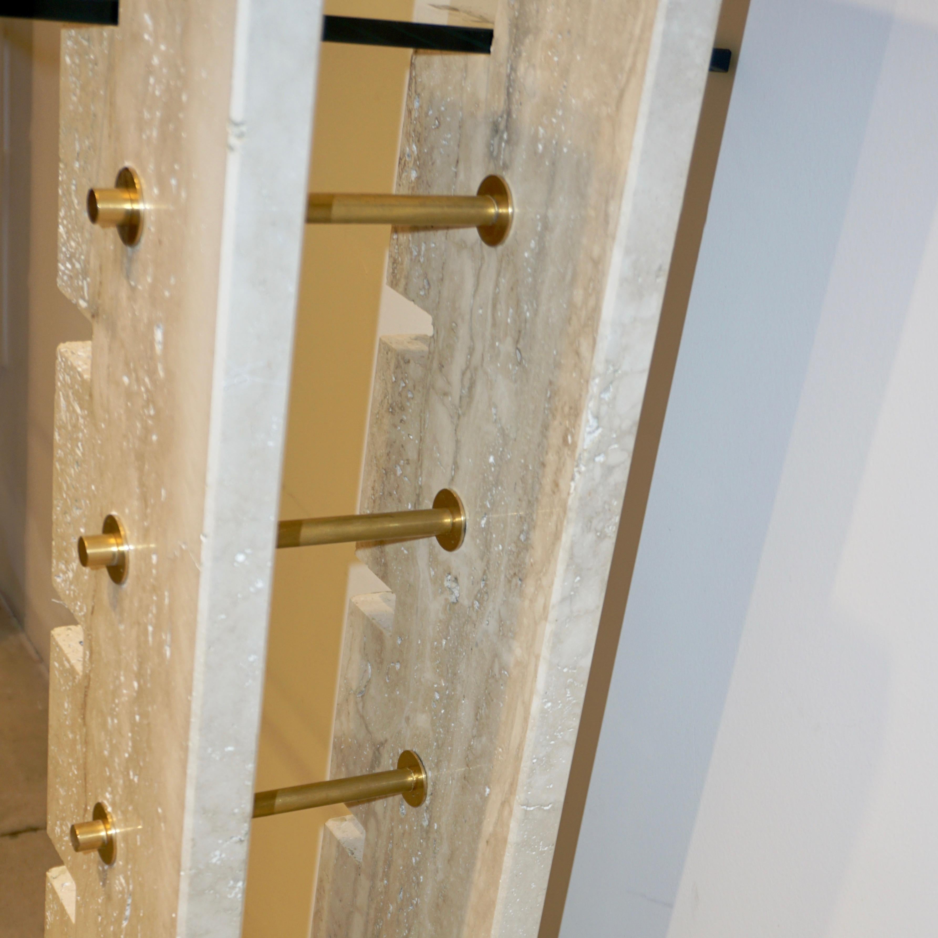 Late 20th Century Jean Charles Designer 1970s French Minimalist Ivory White Travertine Console