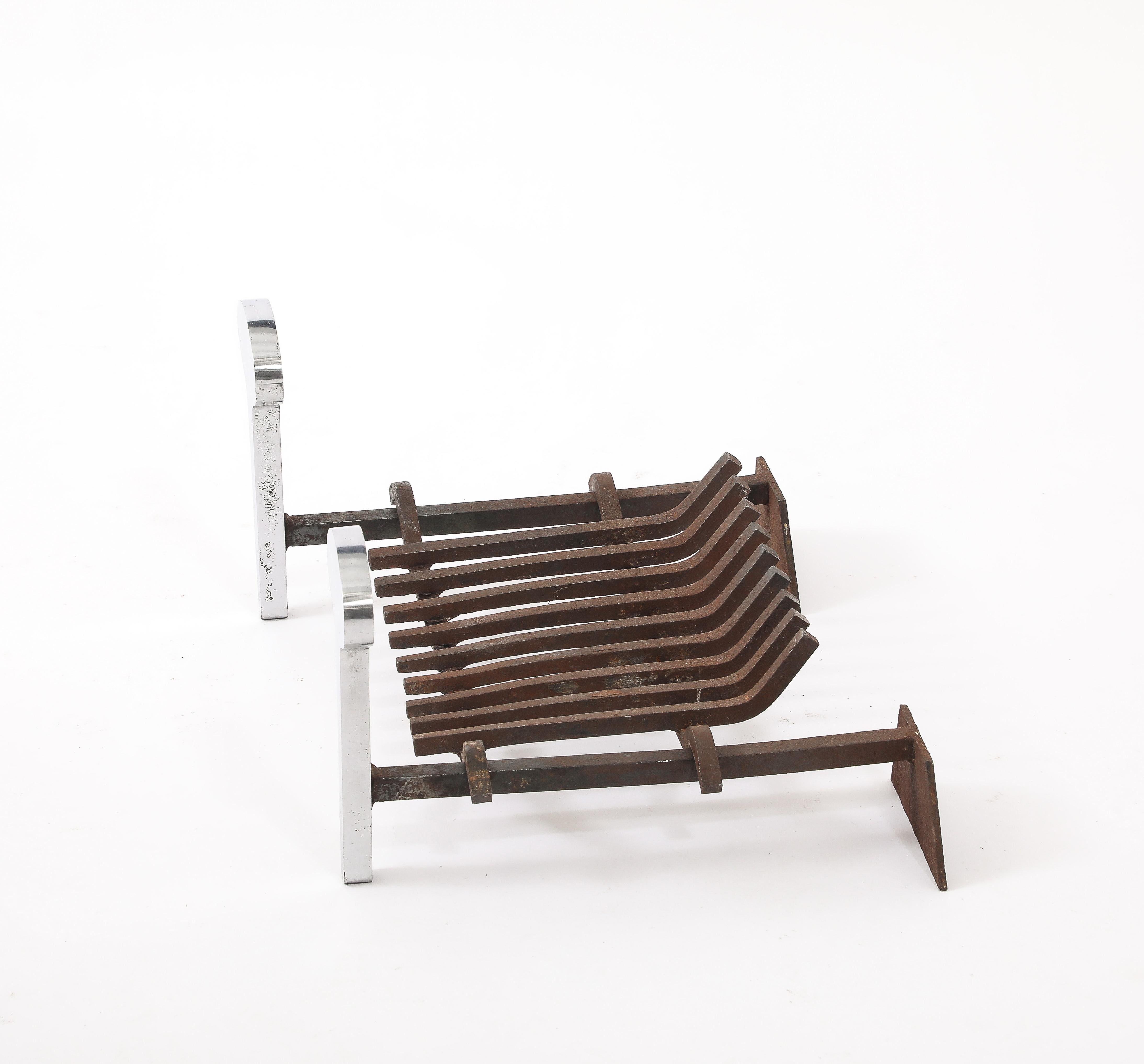 20th Century Jean Charles Fireplace Set, France 1970s For Sale