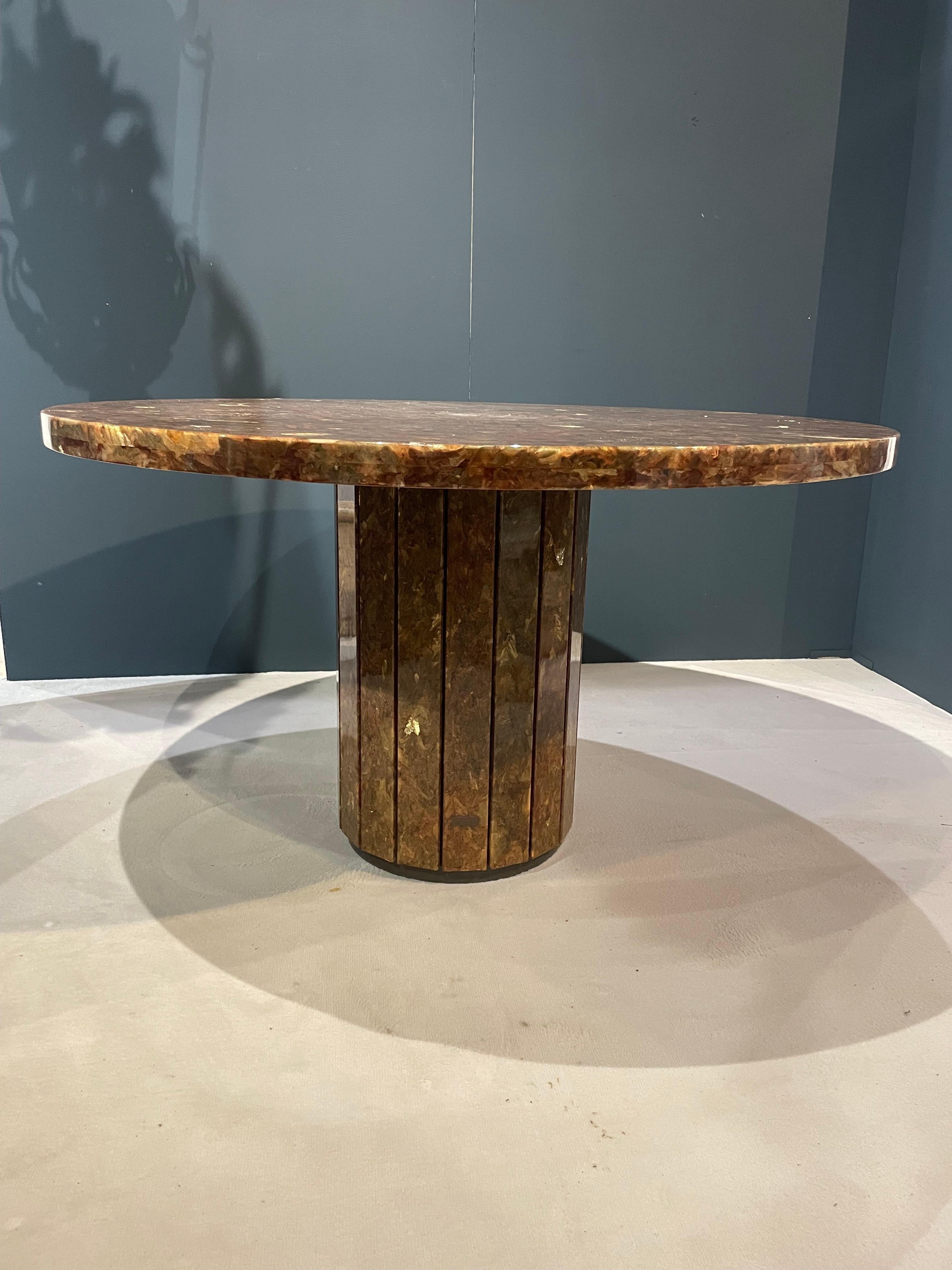 Jean Charles Marble and Gold Leaf Table For Sale 2