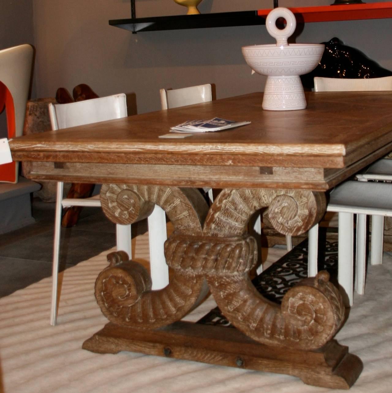 Modern Jean-Charles Moreux, Dining Room Table in Oak and Iron, circa 1937 France For Sale