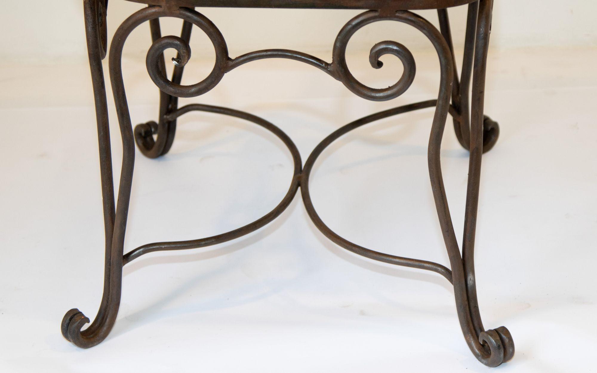 Jean-Charles Moreux French Style Hand Forged Wrought Iron Garden Chair 6
