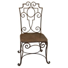 Jean-Charles Moreux French Style Hand Forged Wrought Iron Garden Chair