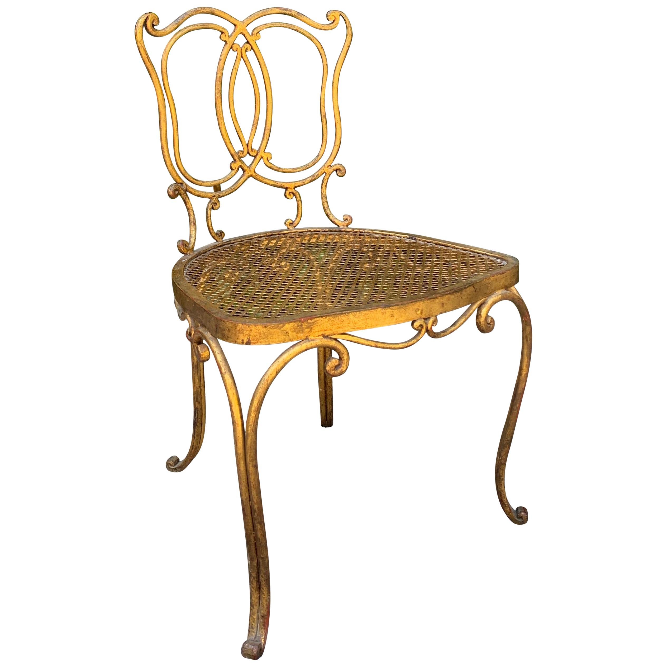 Jean Charles Moreux Gilt French Vanity Stool Chair