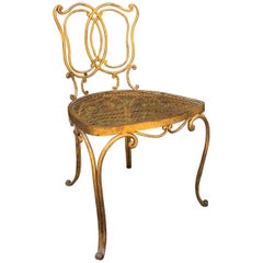 Vintage Jean Charles Moreux Gilt French Vanity Stool Chair