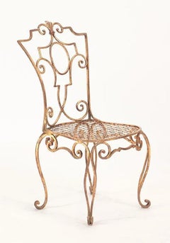 Jean-Charles Moreux Gilt Iron Chairs, Set of 6
