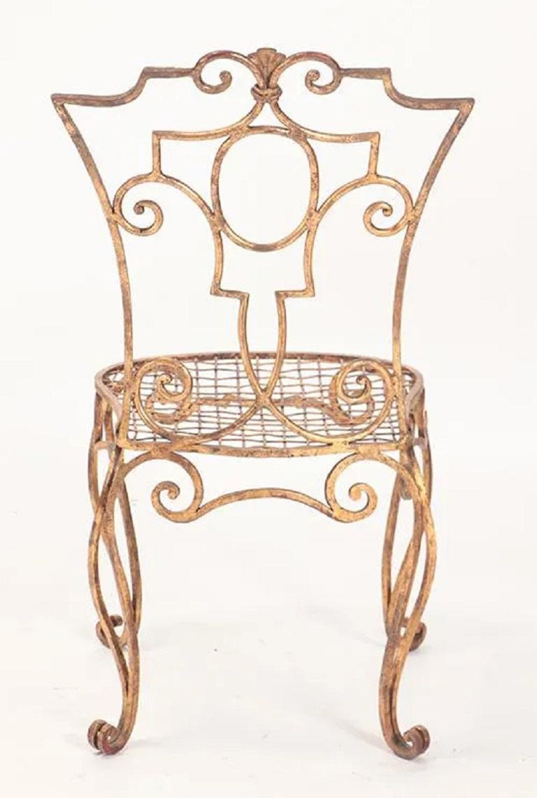 Jean-Charles Moreux Gilt Iron Chairs, Set of 6 In Good Condition For Sale In New York, NY