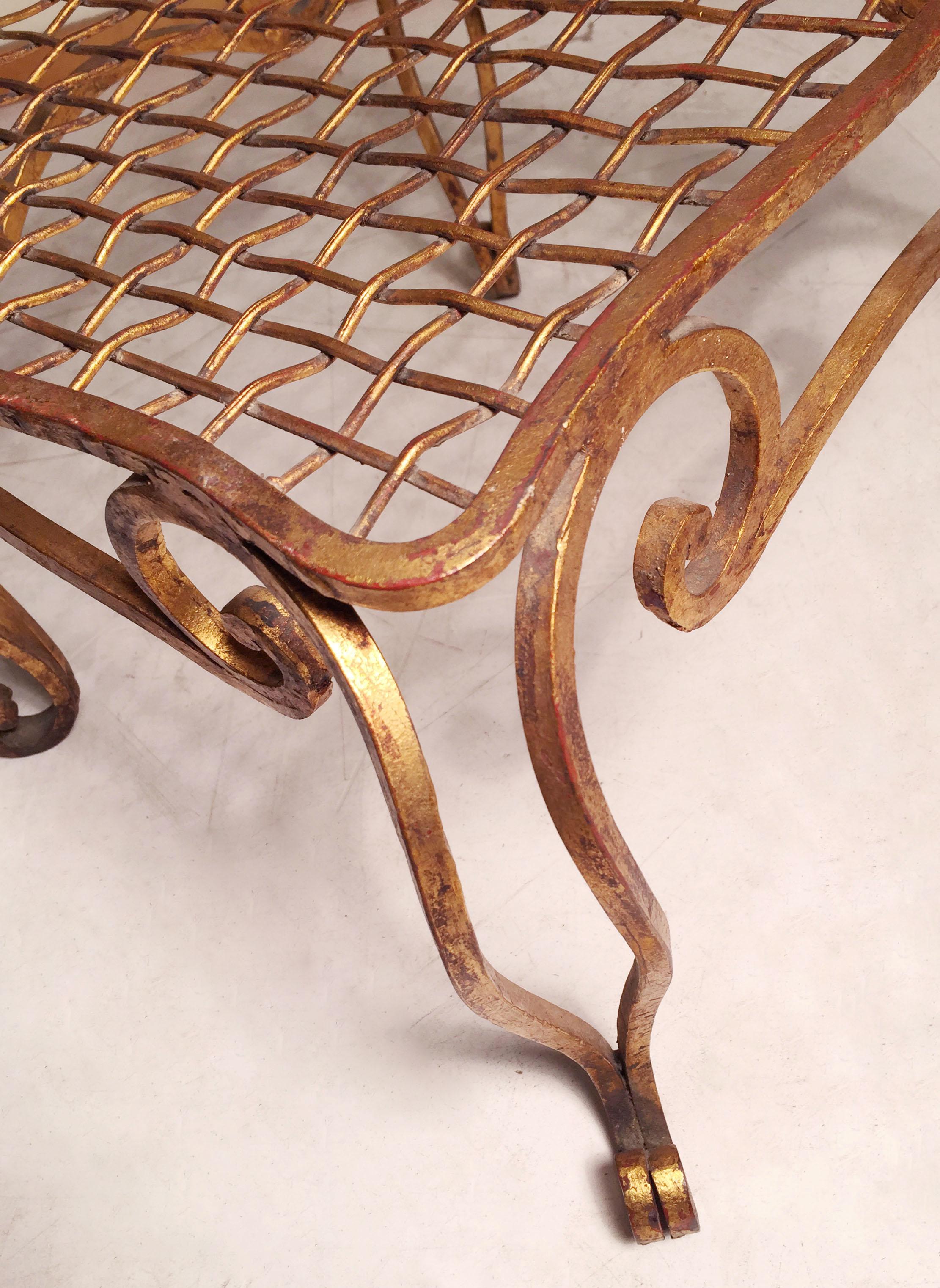 French Jean Charles Moreux Gilt Iron Stool