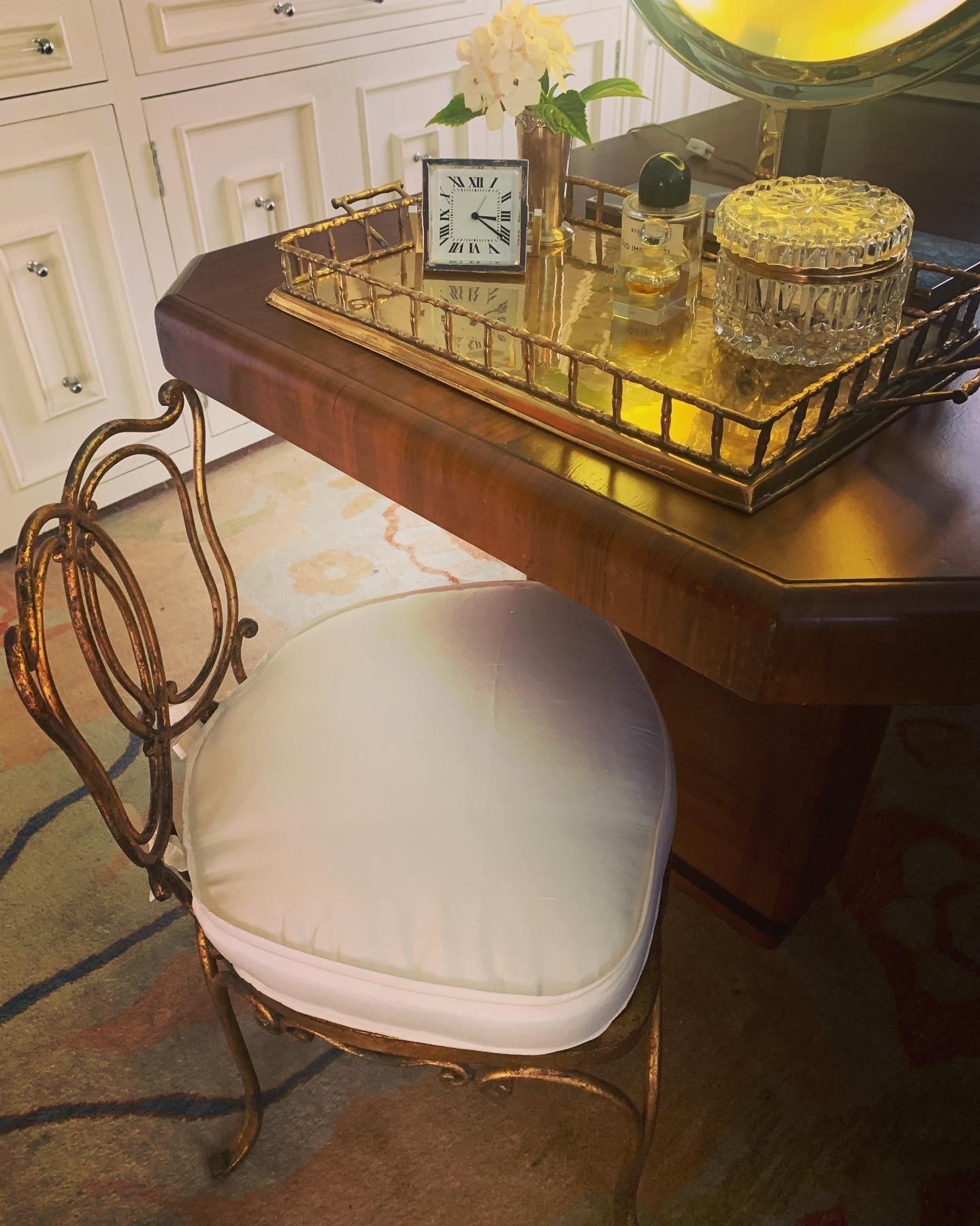 Jean-Charles Moreux gilt French vanity stool chair - the chair has a 2