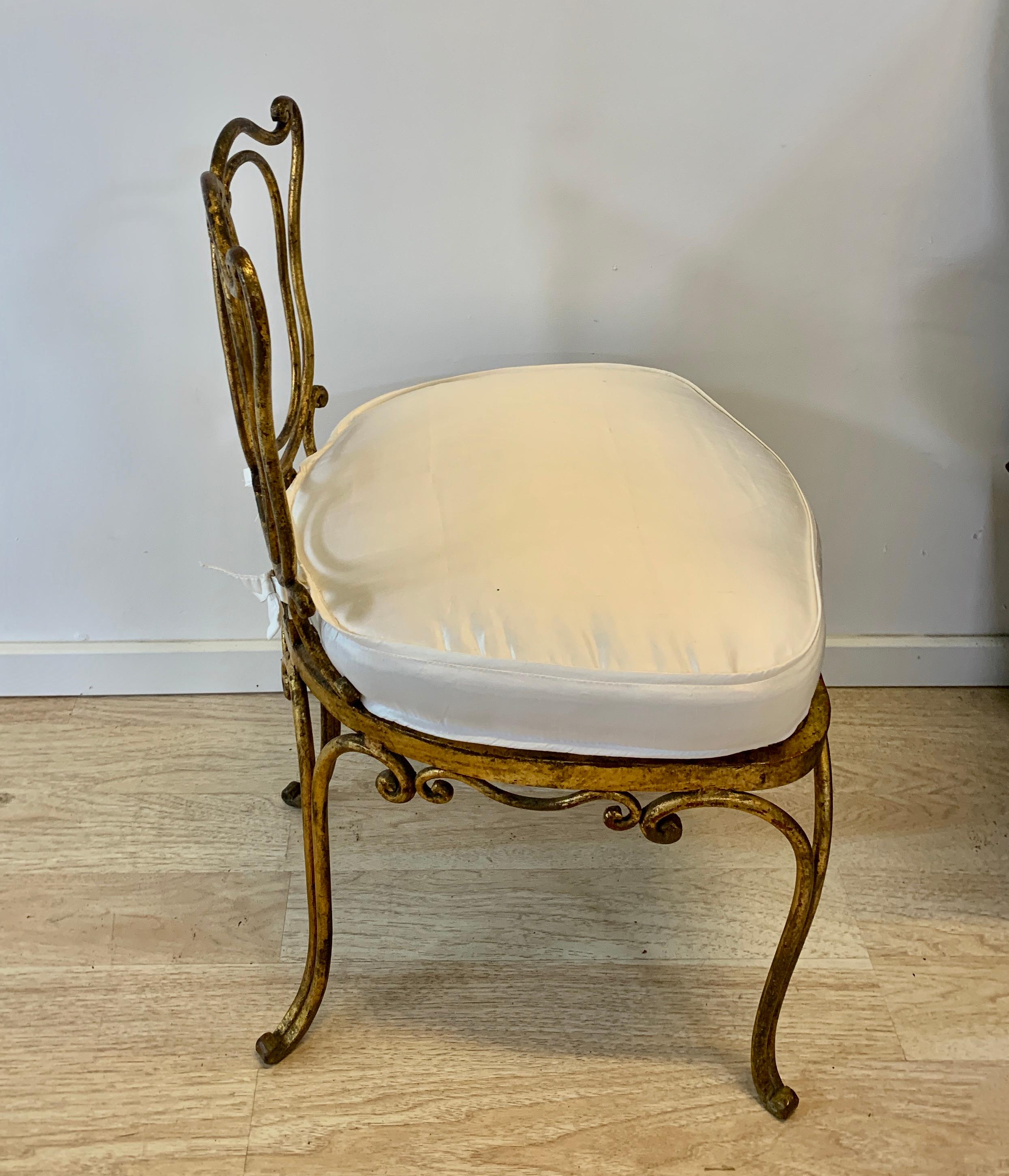 Jean-Charles Moreux Gilt Vanity Stool In Good Condition In Los Angeles, CA
