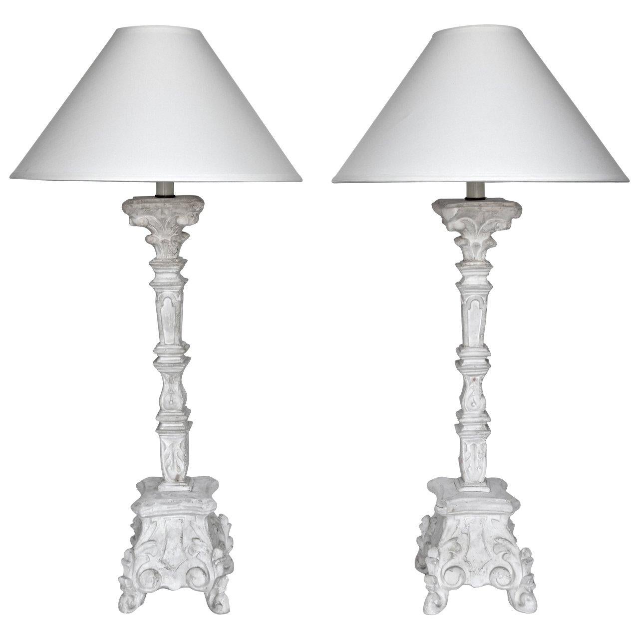 Jean Charles Moreux Plaster Table Lamps For Sale