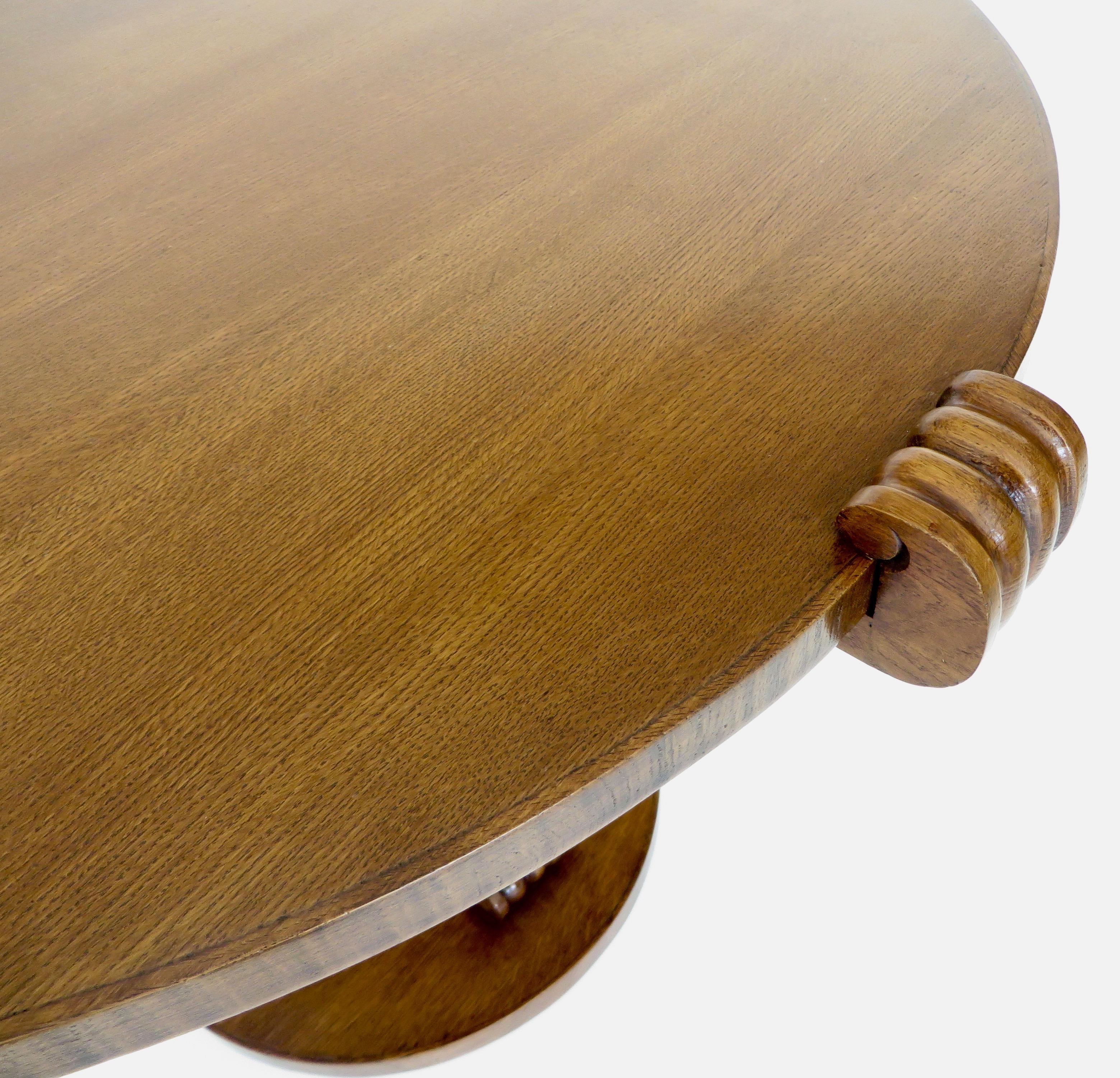 Jean-Charles Moreux Round Table with Sculptural Base and Top in Figured Walnut   6