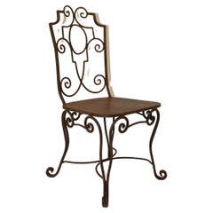 Jean-Charles Moreux Style Wrought Iron Outdoor Chair